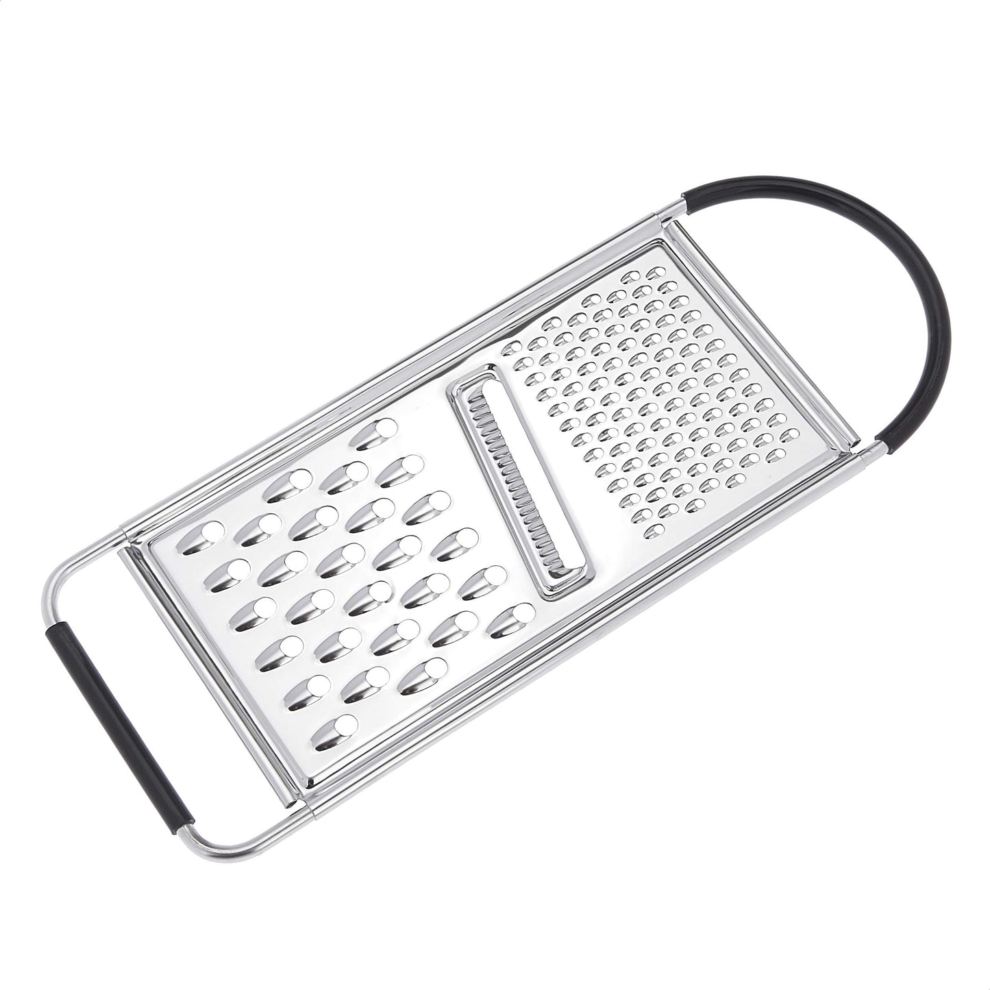 Amazon Basics Cheese Grater with Handle, Stainless Steel Zester, Rectangular, Non-Slip, Multifunction Tool for Kitchen Prep, Black