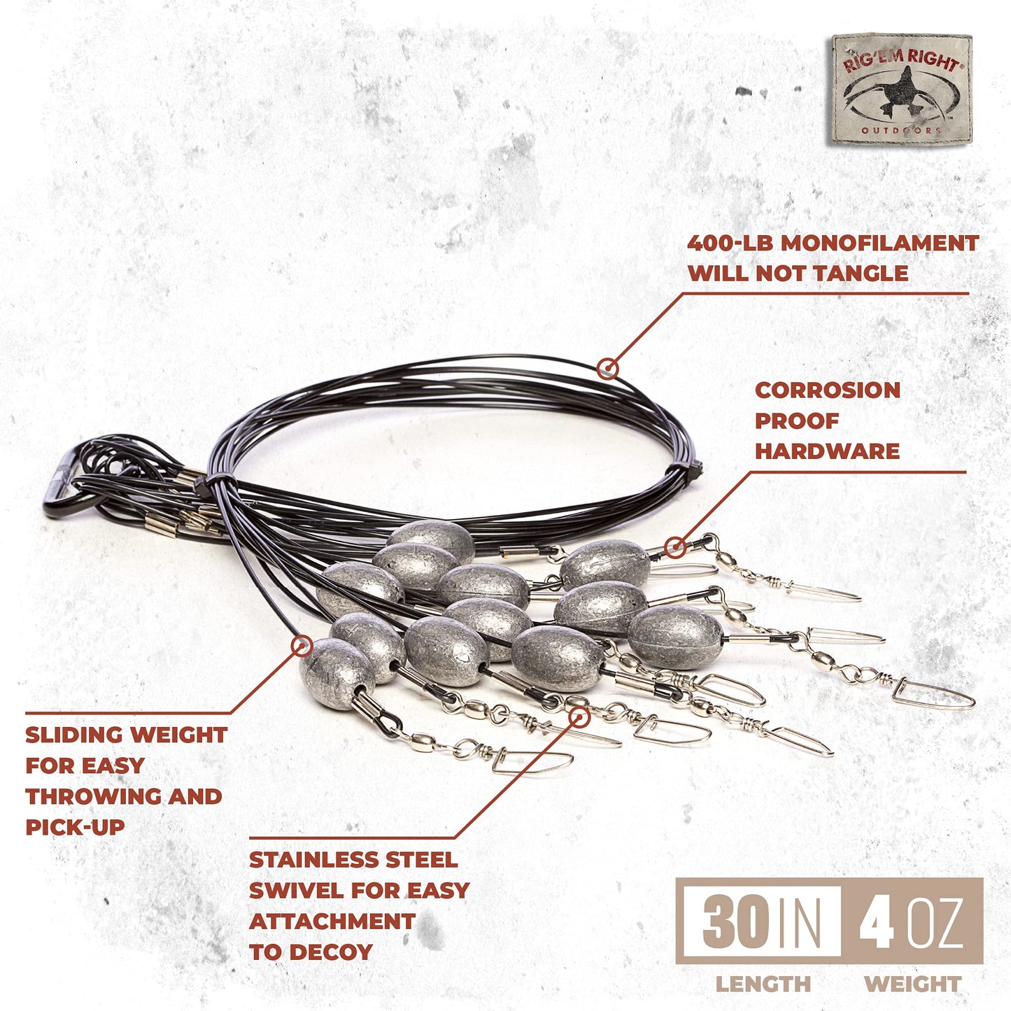 Rig'Em Right Waterfowl Original Pre-Rigged Duck Hunting Decoy Anchors