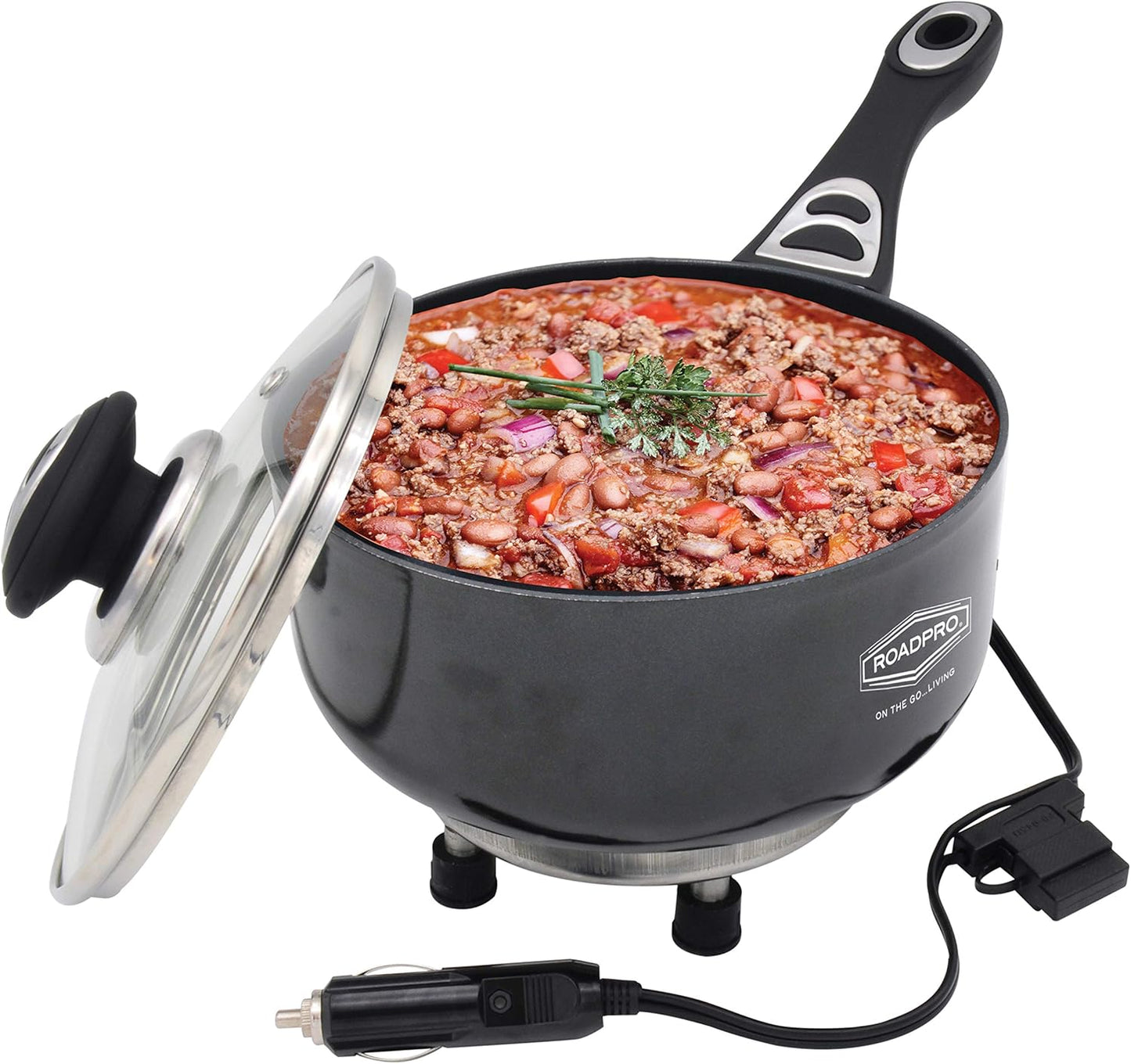 Roadpro RPSP225NS 12-Volt Portable Saucepan with Non-Stick Surface,Black