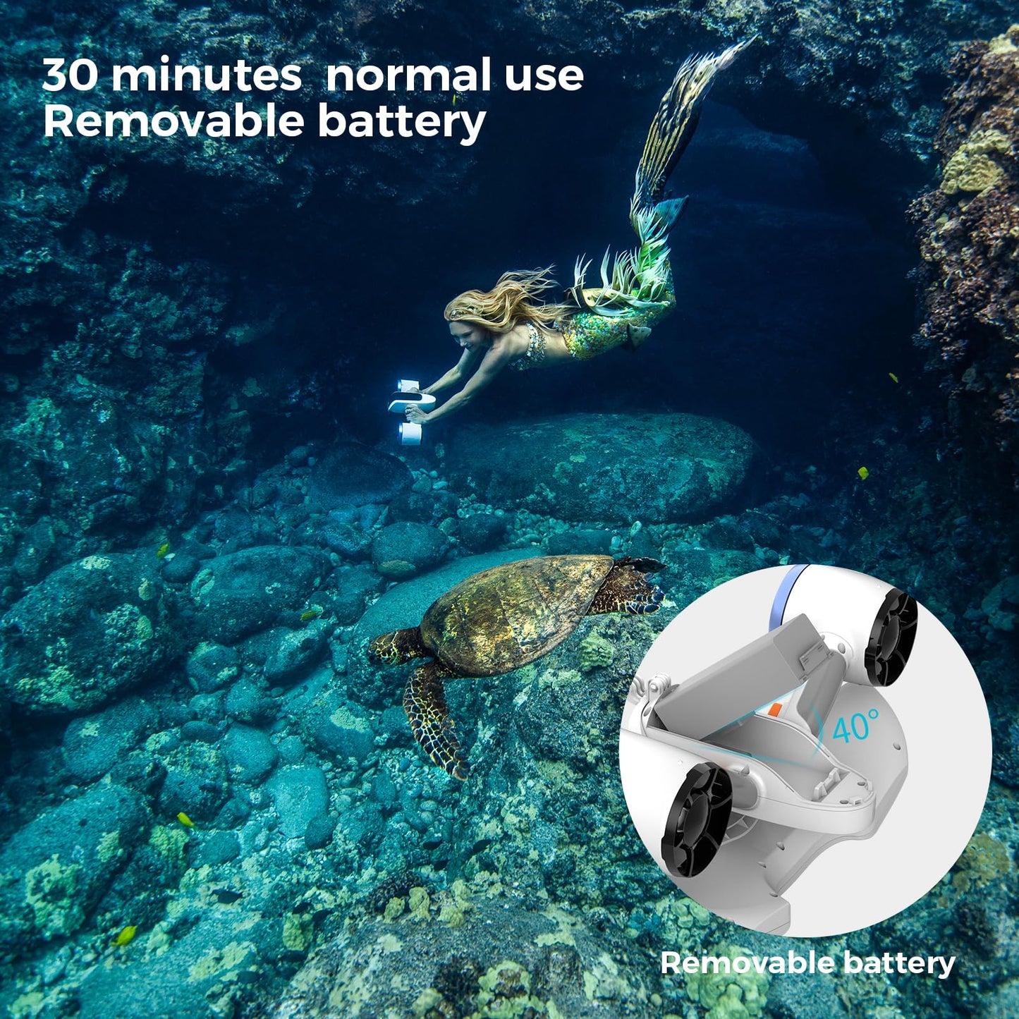 Sublue Mix Underwater Scooter with Action Camera Mount 30 Minutes 40M Waterproof Dual Motors Water Sports Swimming Pool Diving Snorkeling Water Scooter for Kids Adults (Arctic White)