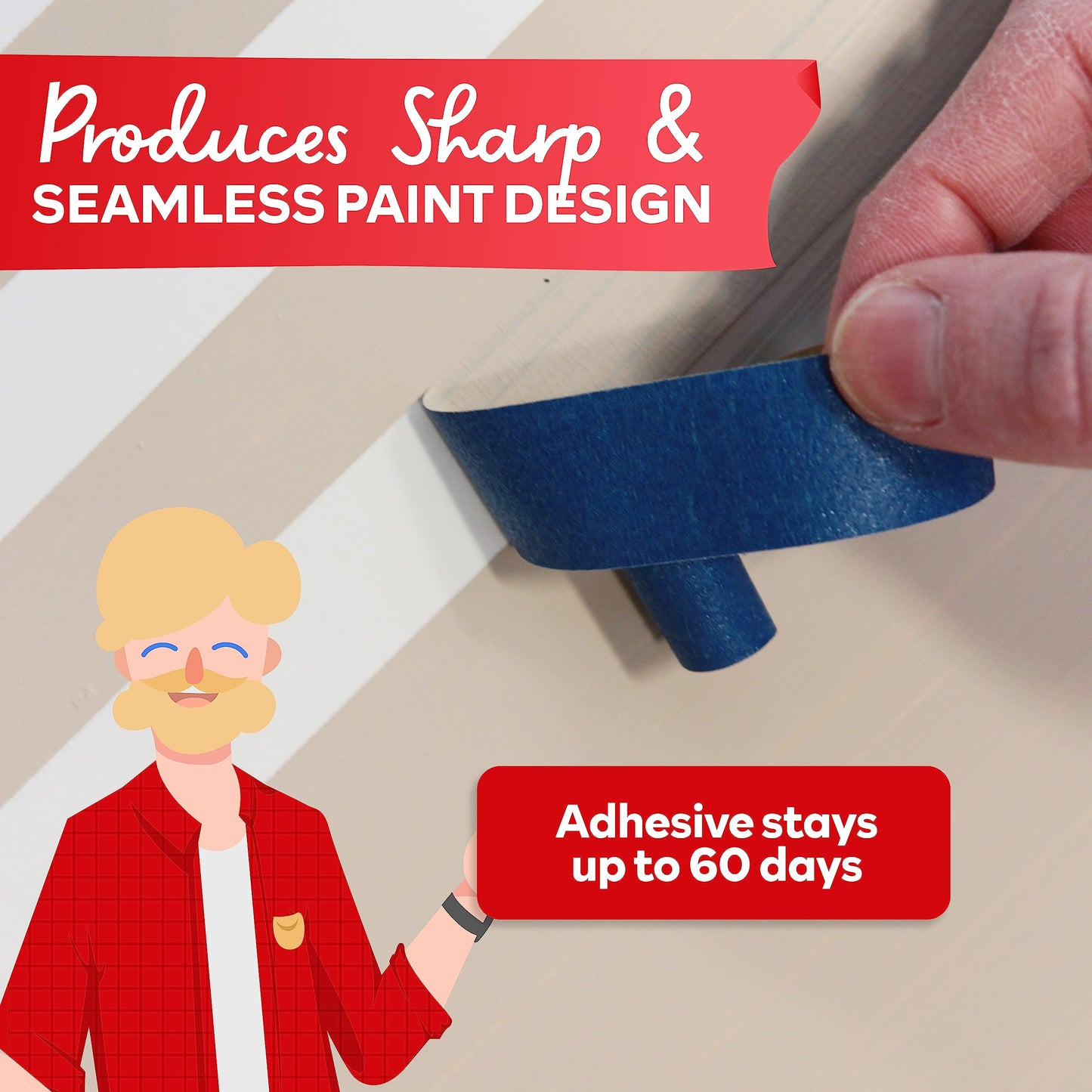 XFasten Blue Painters Tape Bulk 3-Inch x 60-Yards (12-Pack, 2160ft Total) Wall Safe Painters Tape 3 Inch Wide, Blue Masking Tape Bulk, Paint Tape for Walls, Painting, Automotive