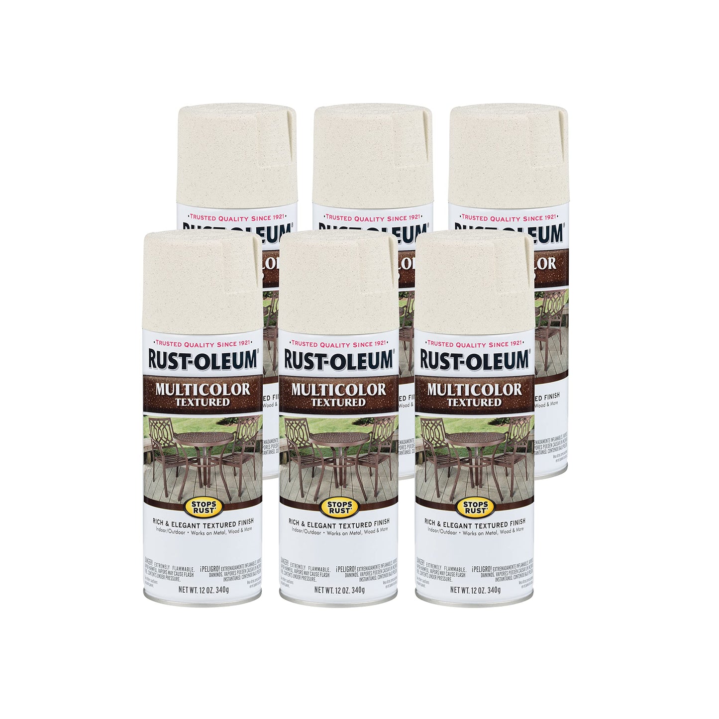 Rust-Oleum 223524-6PK Stops Rust Multi-Color Textured Spray Paint, 12 oz, Desert Bisque, 6 Pack, Beige