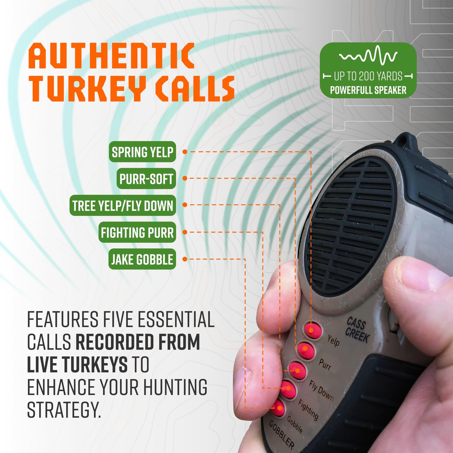Cass Creek Ergo Call, Handheld Electronic Hunting Call, Compact Design, 5 Authentic Calls in 1, Expert Calls for Everyone