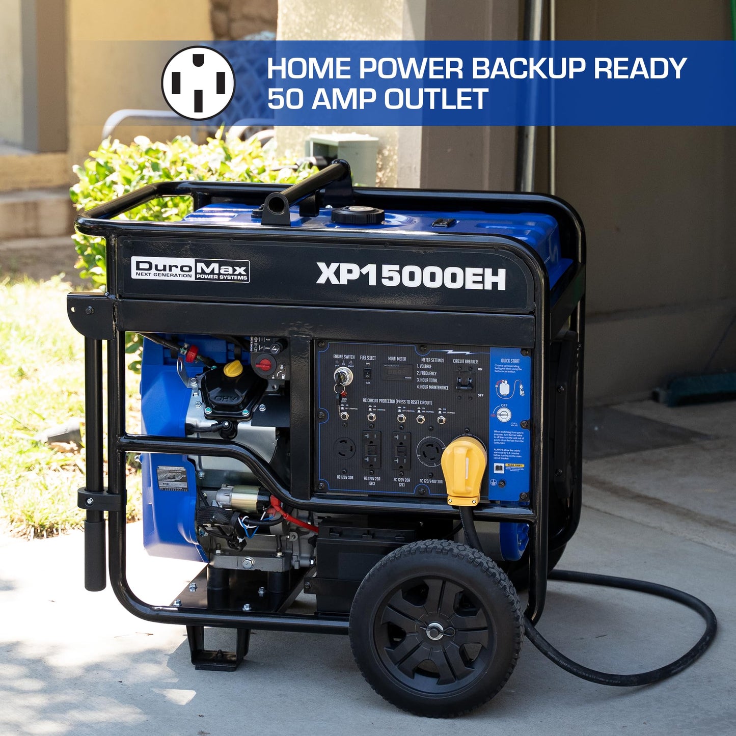 DuroMax XP13000EH 13,000-Watt Dual Fuel Portable Generator - Gas & Propane, Electric Start, Whole Home Backup Power, Transfer Switch Ready, RV & Emergency Ready