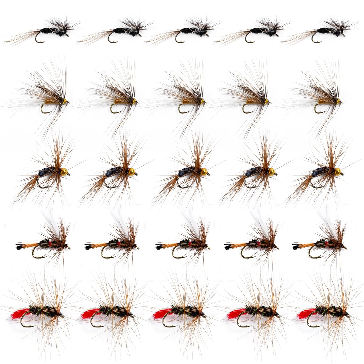 Goture Fly Fishing Flies Kit,25pcs/30pcs/100pcs Fly Fishing Lures,Dry Flies Wet Flies Streamers Nymphs Flies, Fly Fishing Assortment Kit for Bass Trout Salmon Fishing