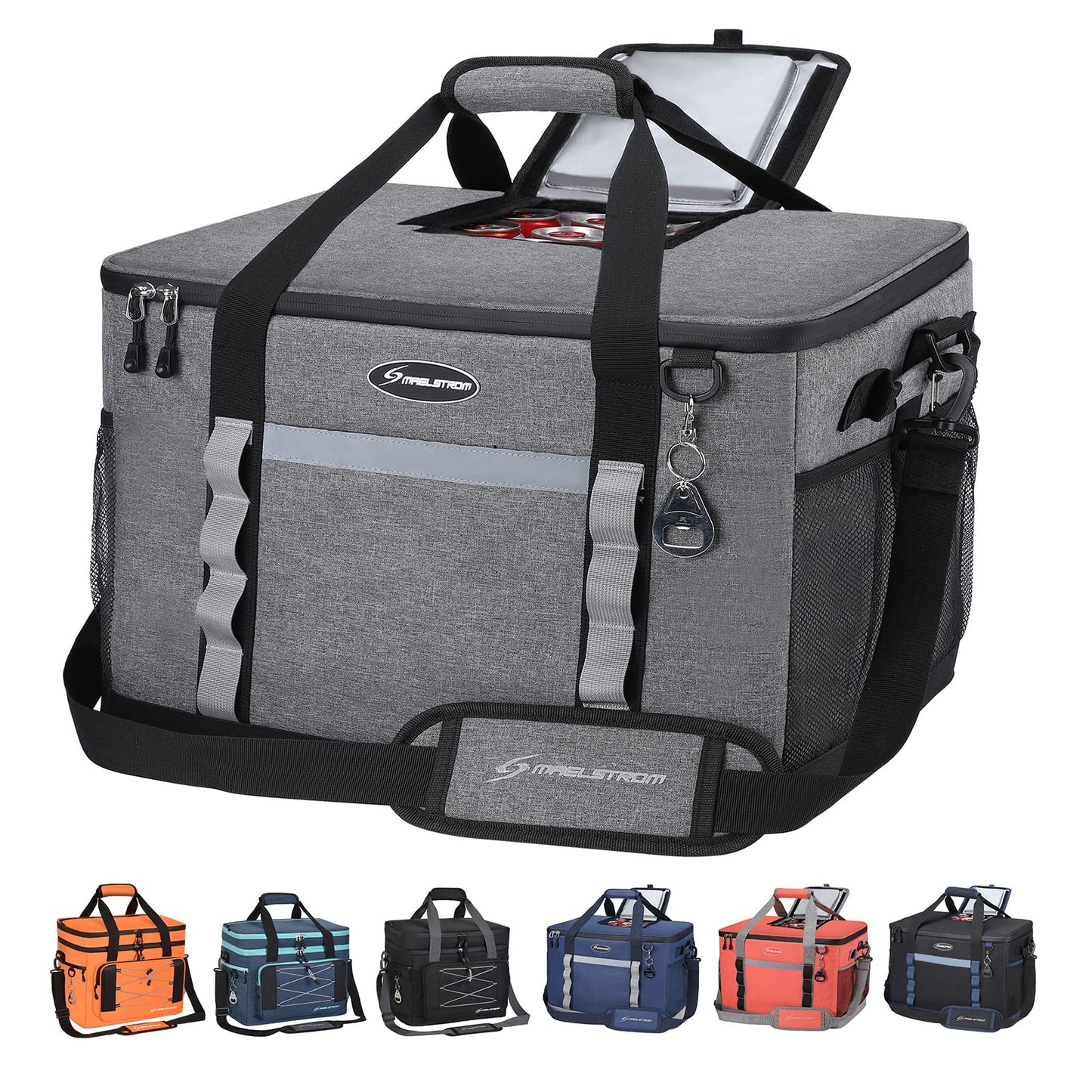 Maelstrom Soft Cooler Bag,Collapsible Soft Sided Cooler,24/30/60/75 Cans Beach Cooler,Ice Chest,Large Leakproof Camping Cooler,Portable Travel Cooler for Grocery Shopping,Camping,Road Trips
