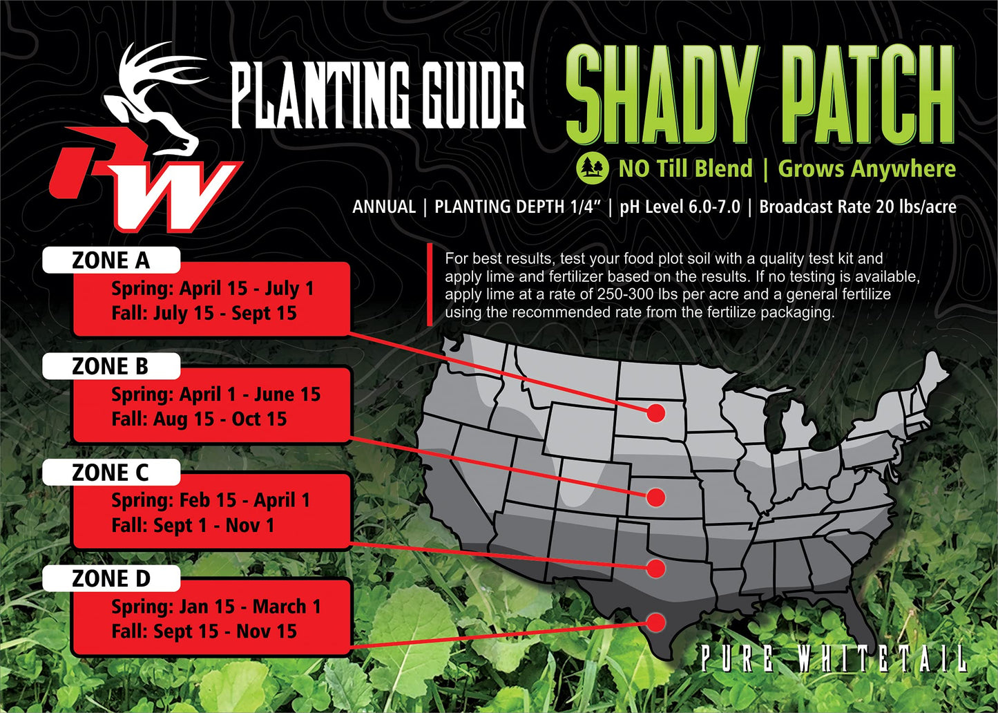 Shady Patch | All Year Deer Feeder | No Plow Food Plot Seed for Deer | Deer Food Plot Seed | White Clover Winfred Forage Brassica Rye Grass Rape Seeds| 5 lb Bags | 3-Pack