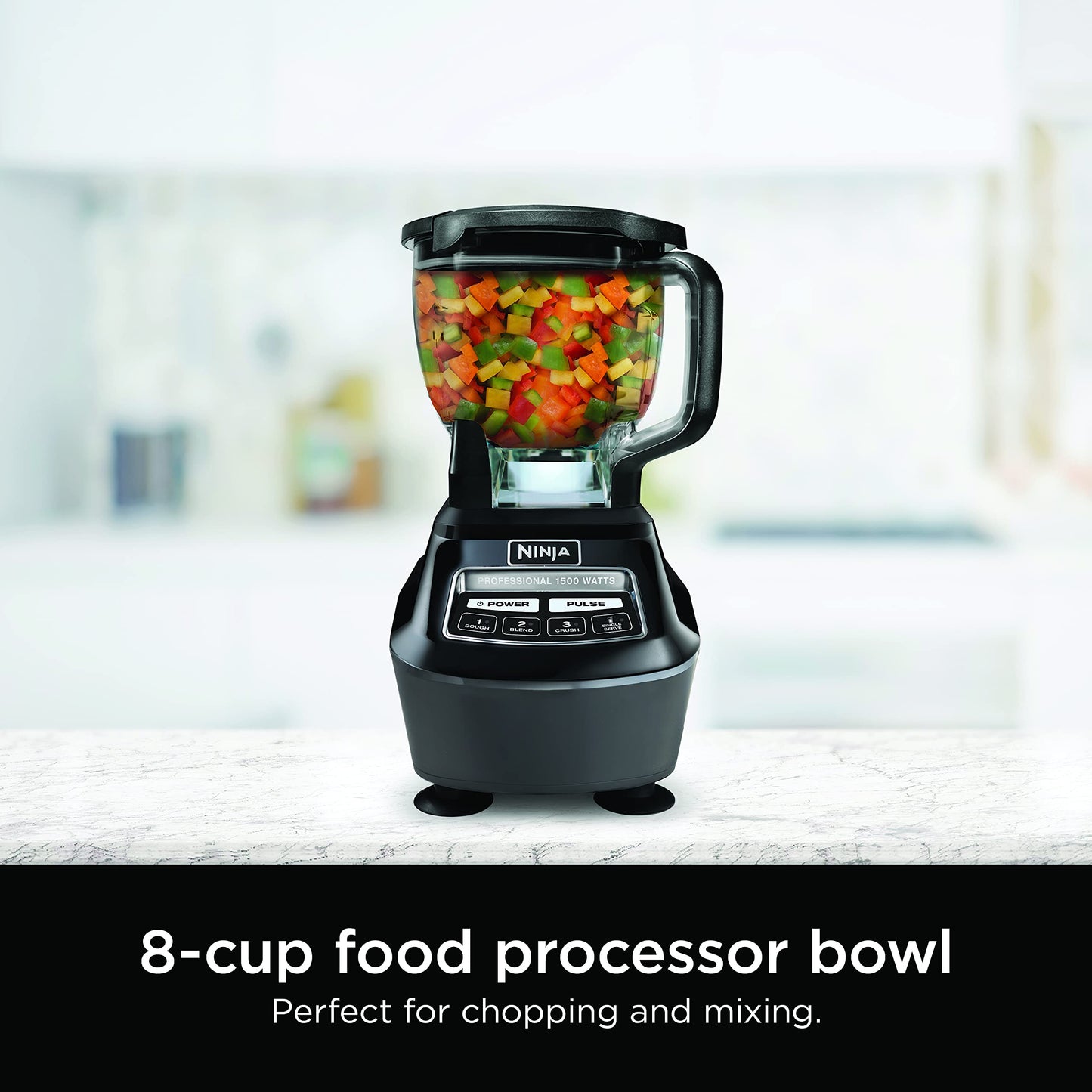Ninja Blender, Mega Kitchen System, 1500W, 4 Functions for Smoothies, Processing, Dough, Drinks & More, with 72 Blender Pitcher, 64 Processor Bowl, 2 Nutri Cups + Lids, Black, BL770