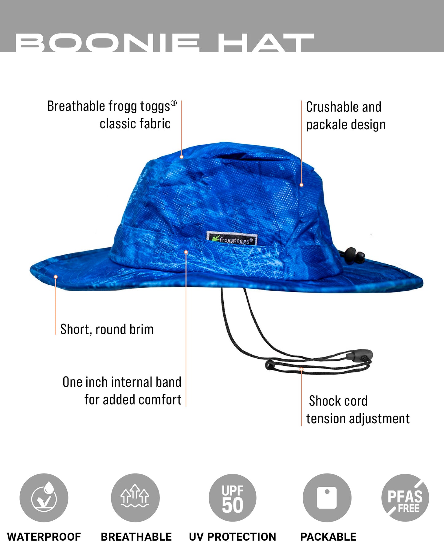 FROGG TOGGS Boonie Hat – Fishing Hat Offers Waterproof, Breathable, Sun Protection
