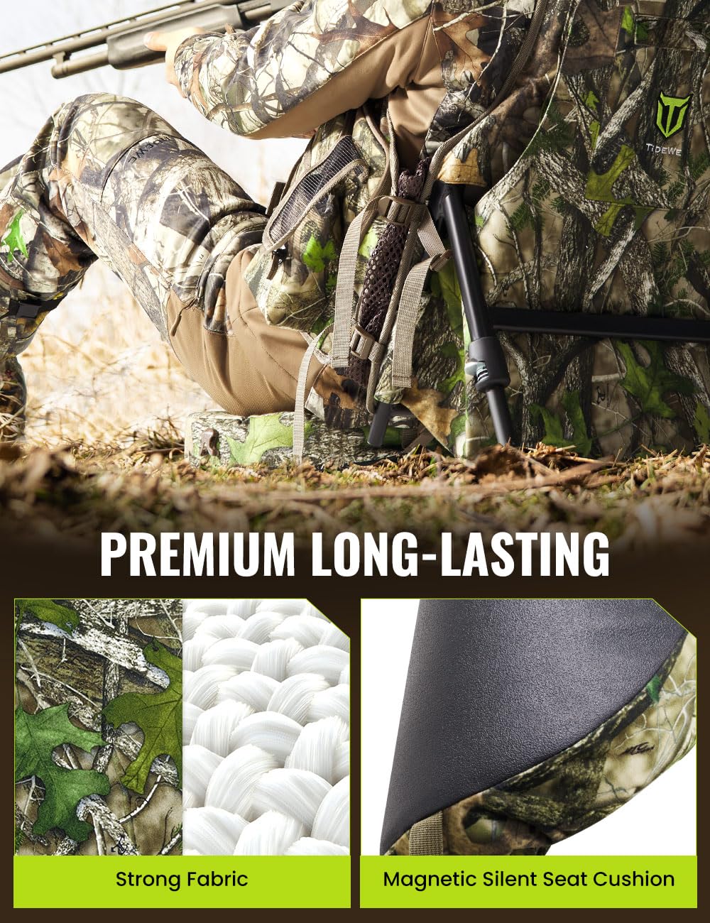 TIDEWE Turkey Vest with Seat, Hunting Vest with Game Pouch and Kickstand, Strut Camo Turkey Hunting Clothes for Men Women