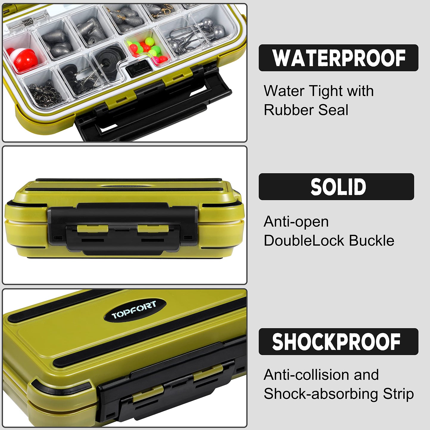 TOPFORT 187/343pcs Fishing Accessories Kit, Organized Fishing Tackle Box with Tackle Included, Fishing Hooks, Fishing Weights Sinkers, Fishing Gear and Equipment, Fishing Gift for Men
