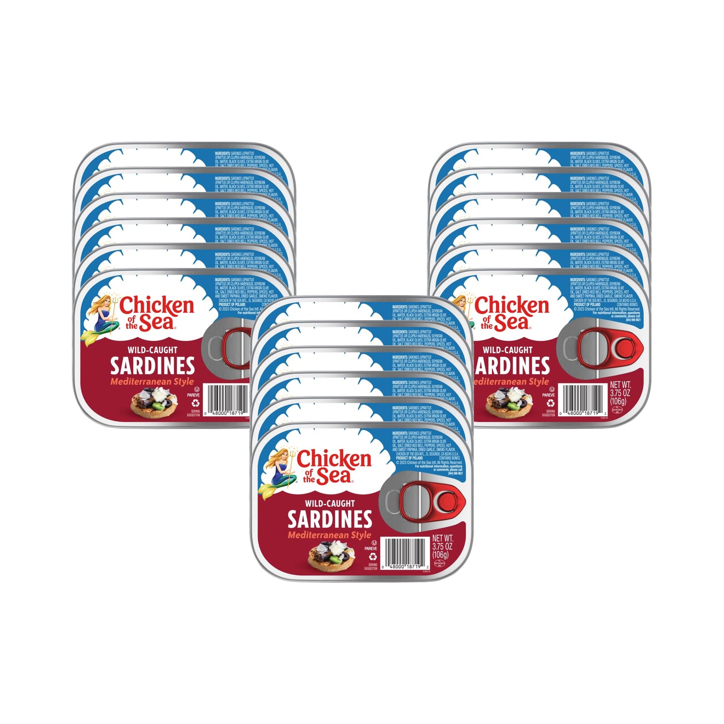 Chicken of the Sea Sardines in Olive Oil, 3.75 oz. Cans (Pack of 18), Wild Caught Canned Sardines, Packaging May Vary