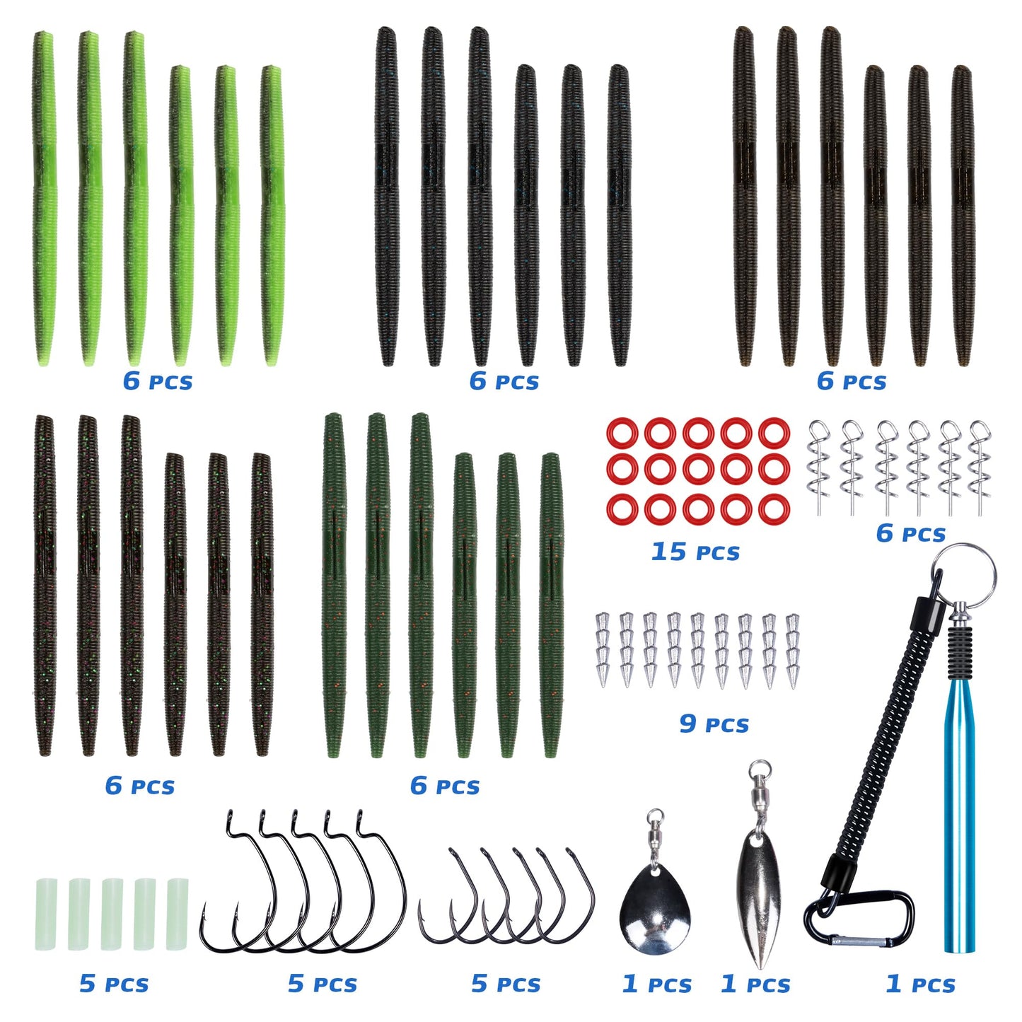 Senko Worms Kit – 4"/5" Soft Plastic Fishing Lures with Salt Impregnation for Bass Fishing