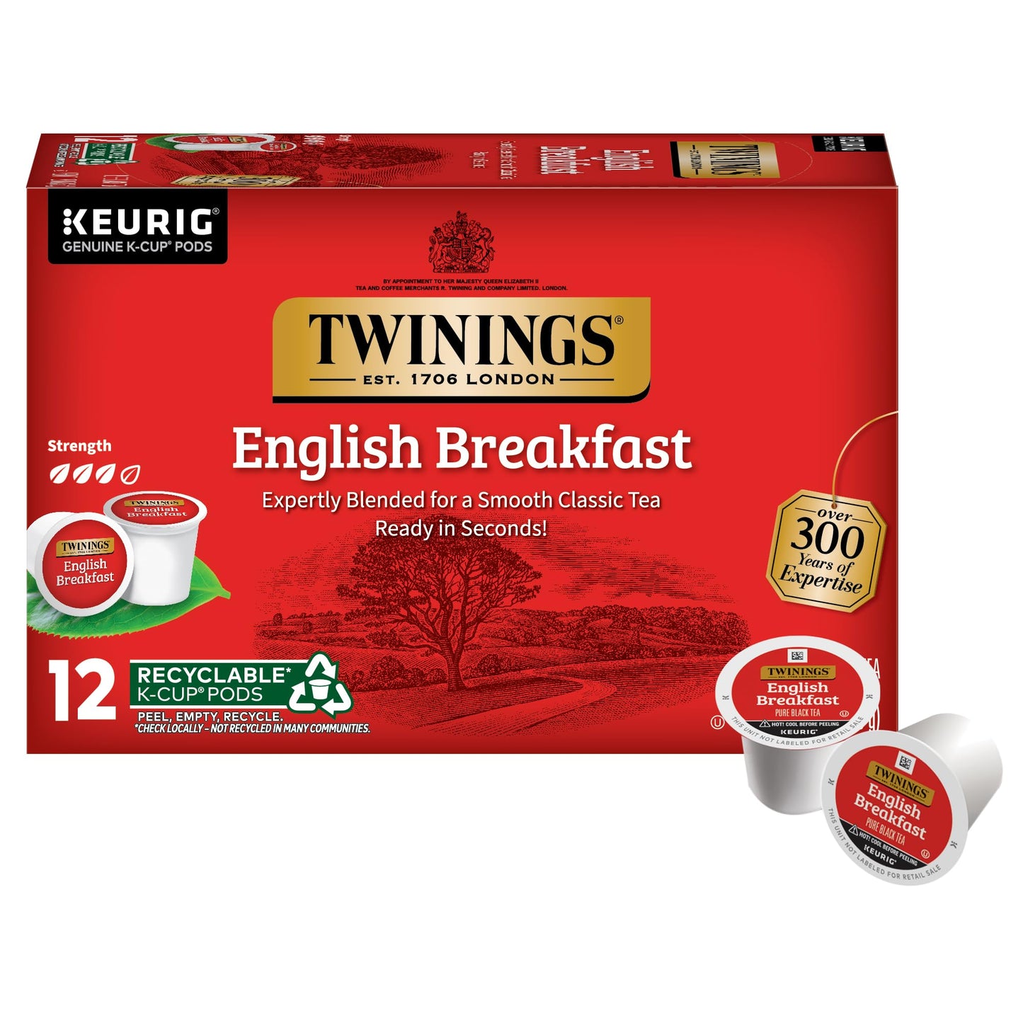 Twinings English Breakfast Black Tea K-Cup Pods for Keurig, 24 Count (Pack of 1), Smooth, Flavourful, Robust, Caffeinated, Enjoy Hot or Iced