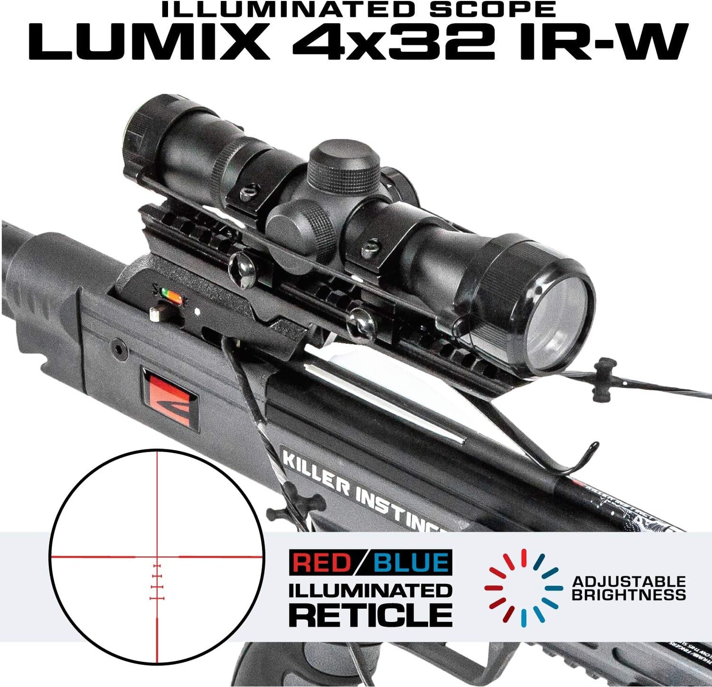 Killer Instinct Burner 415 Crossbow Package. The Burner 415 Shoots a Heart Stopping 415 FPS, Packing a Whopping 141 Foot Pounds of Kinetic Energy, All Released with a 3.5 Precision Grade Trigger.