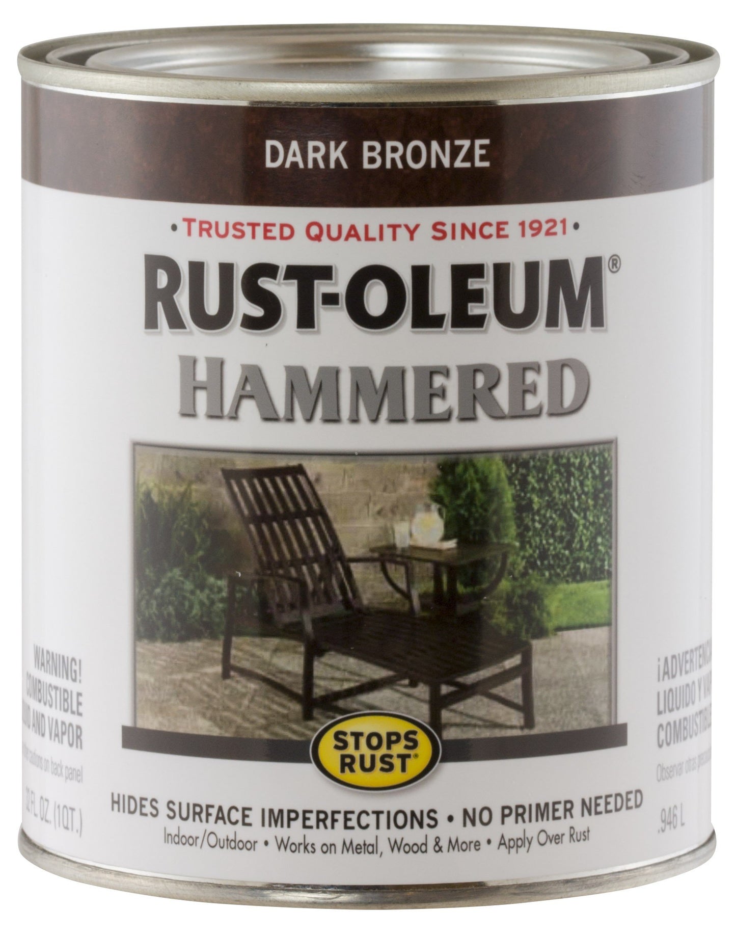 Rust-Oleum 7215502 Stops Rust Hammered Finish Brush Paint, Quart, Black