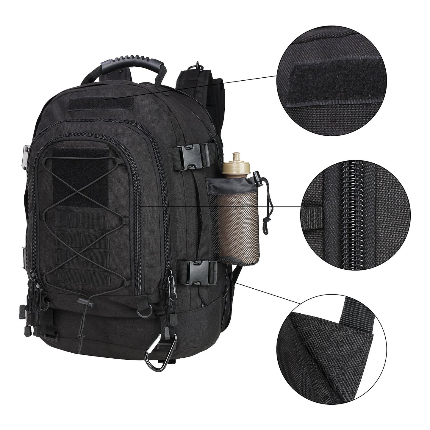 Large Tactical Backpack for Men Military Backpack with DIY System for Travel, Work,Camping,Hunting,Hiking,Sports (GREEN)