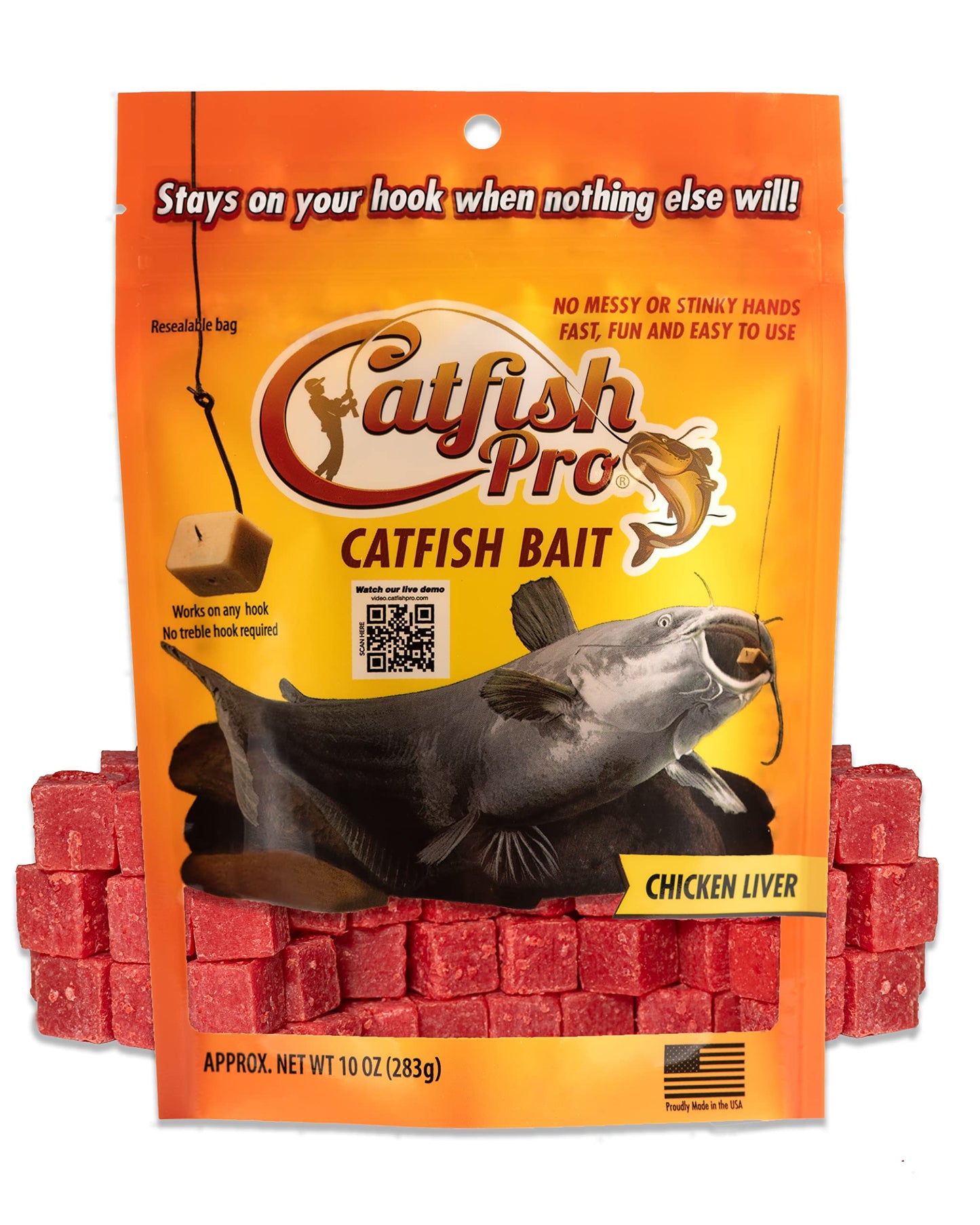 Catfish Pro Catfish Bait - 10oz Bag with 80pcs | Irresistible Scent for Catfish | Mess-Free, Stays On Your Hook When Nothing Else Will | Great for Rod, Reel, Trotline, Jugs & Yoyos Fishing