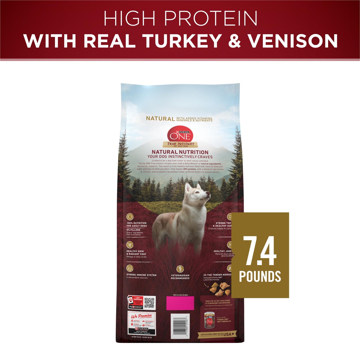 Purina ONE True Instinct With A Blend Of Real Turkey and Venison Dry Dog Food - 36 lb. Bag