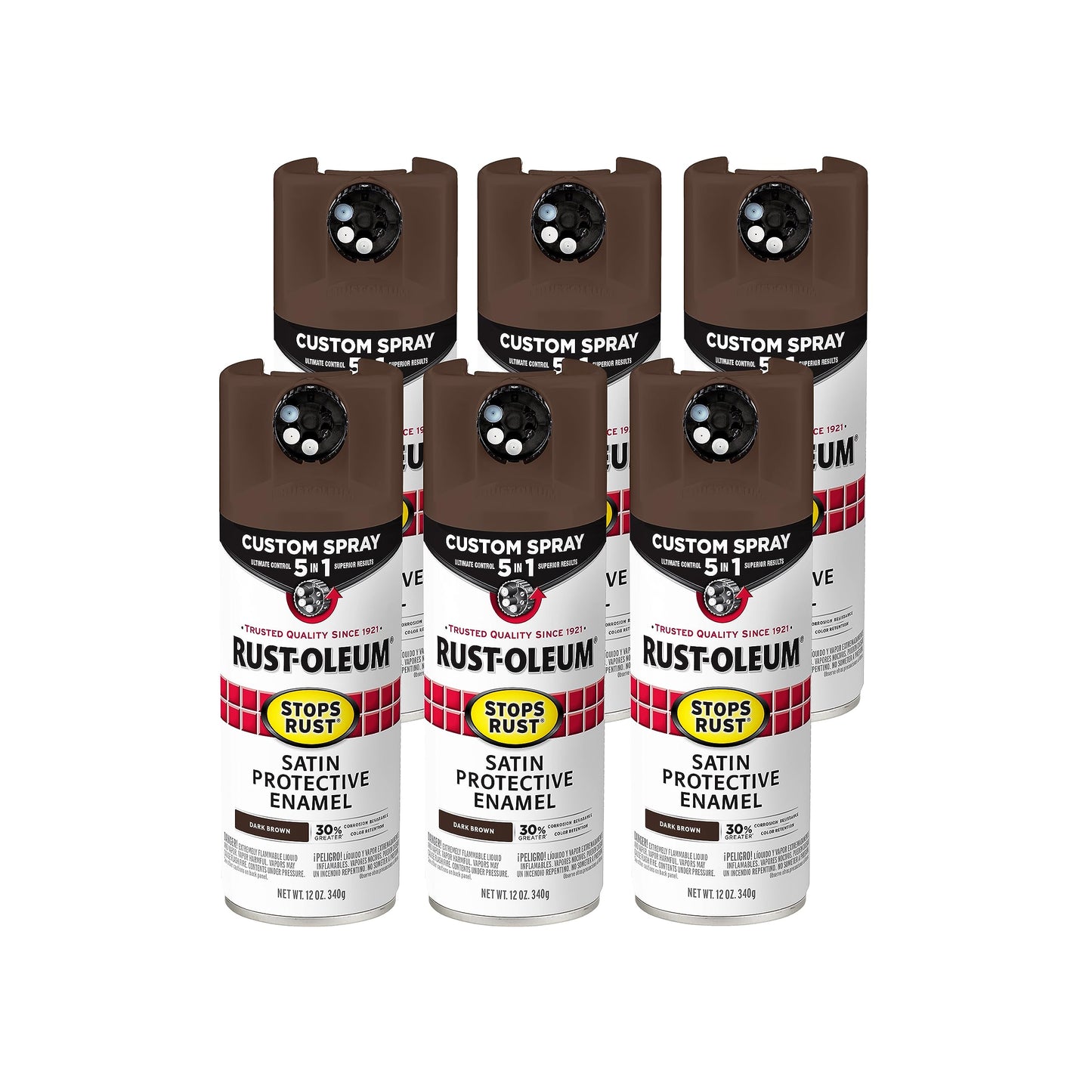Rust-Oleum 376892 Stops Rust Custom Spray 5-in-1 Spray Paint, 12 oz, Gloss Leather Brown