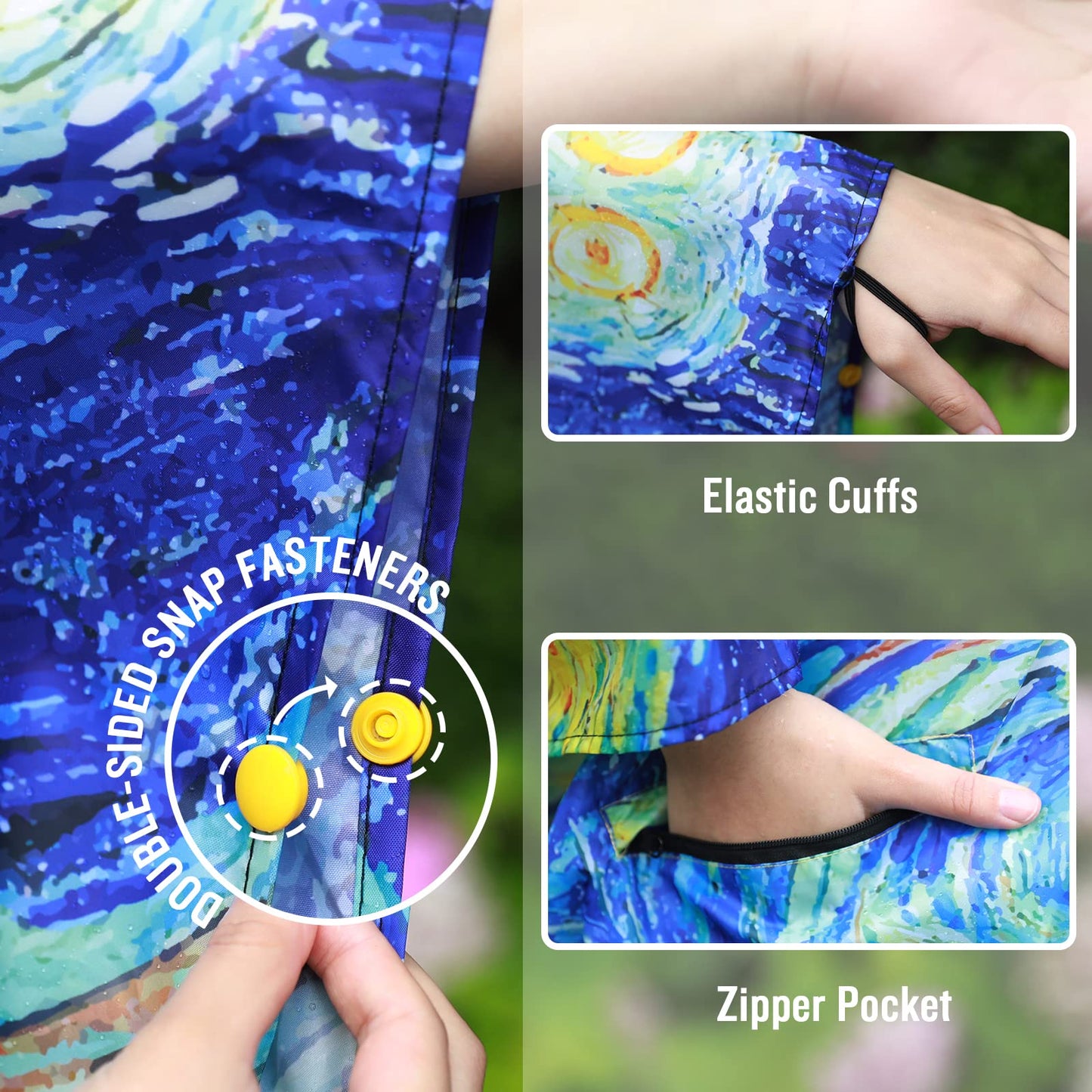 SaphiRose Unisex Rain Poncho Raincoat Hooded for Adults Women with Pockets