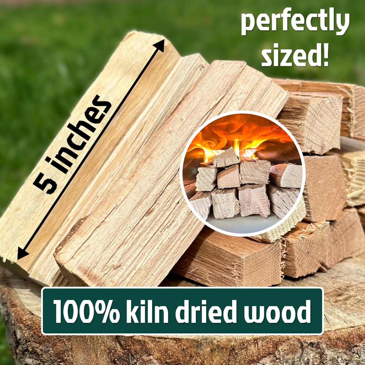 Savory Blend 5 Inch Universal Cooking Firewood - 14lbs. ~1000cuin Premium Kiln Dried Cooking Wood for Grills, Smokers and Ooni, Solo, Bertello Pizza Ovens (Savory Hardwood Blend)