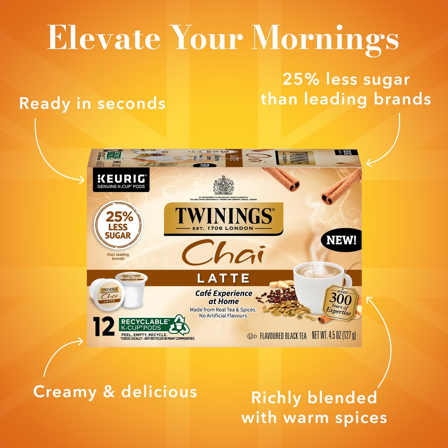 Twinings English Breakfast Black Tea K-Cup Pods for Keurig, 24 Count (Pack of 1), Smooth, Flavourful, Robust, Caffeinated, Enjoy Hot or Iced