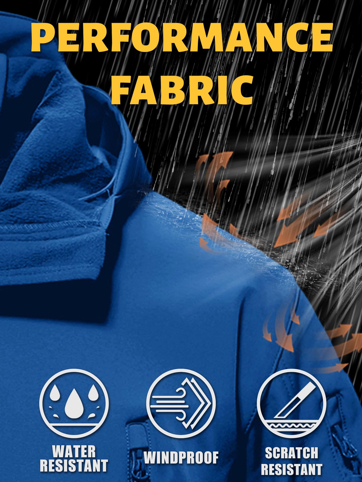 TACVASEN Men's Special Ops Military Tactical Rain Jackets Winter Warm Fleece Softshell Hooded Raincoat Snowboard