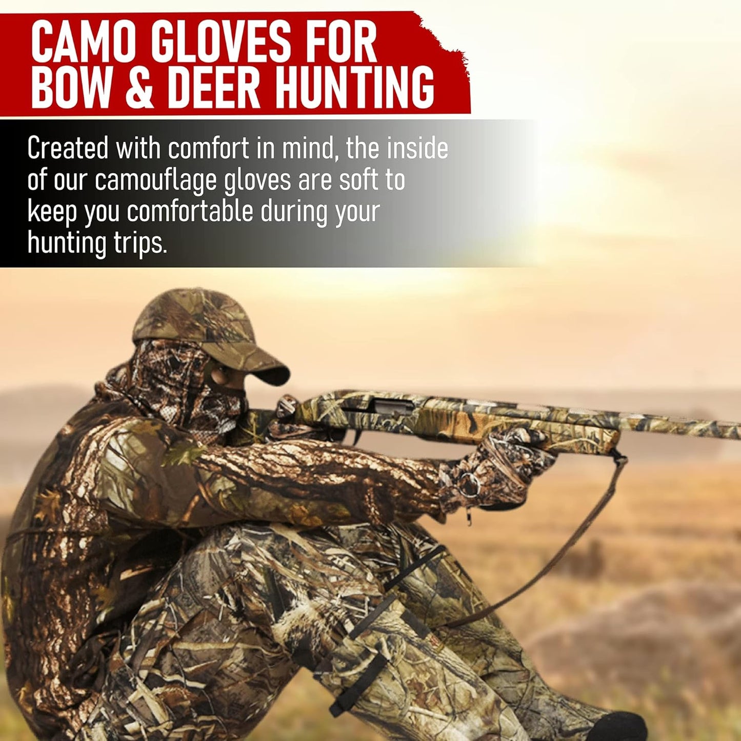 DecoyPro Men’s Camo Touchscreen Hunting Gloves – Lightweight, Thin, High-Performance Hunting Gear – L/XL