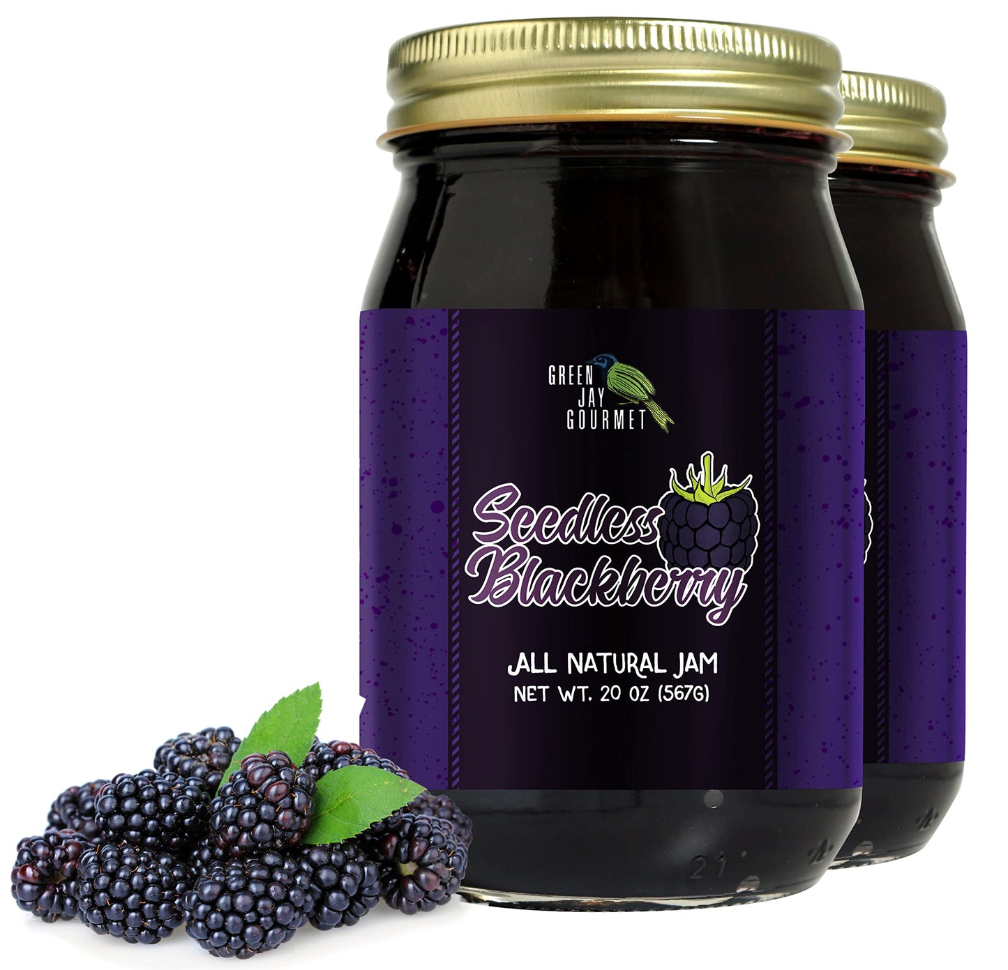 Green Jay Gourmet Spicy Jam Variety Pack - All-Natural Raspberry Jalapeno Jam, Strawberry Jalapeno Jam, Blackberry Jalapeno Jam - Vegan, Gluten-free Jam - No Preservatives - USA Made - 3 x 20 Ounces