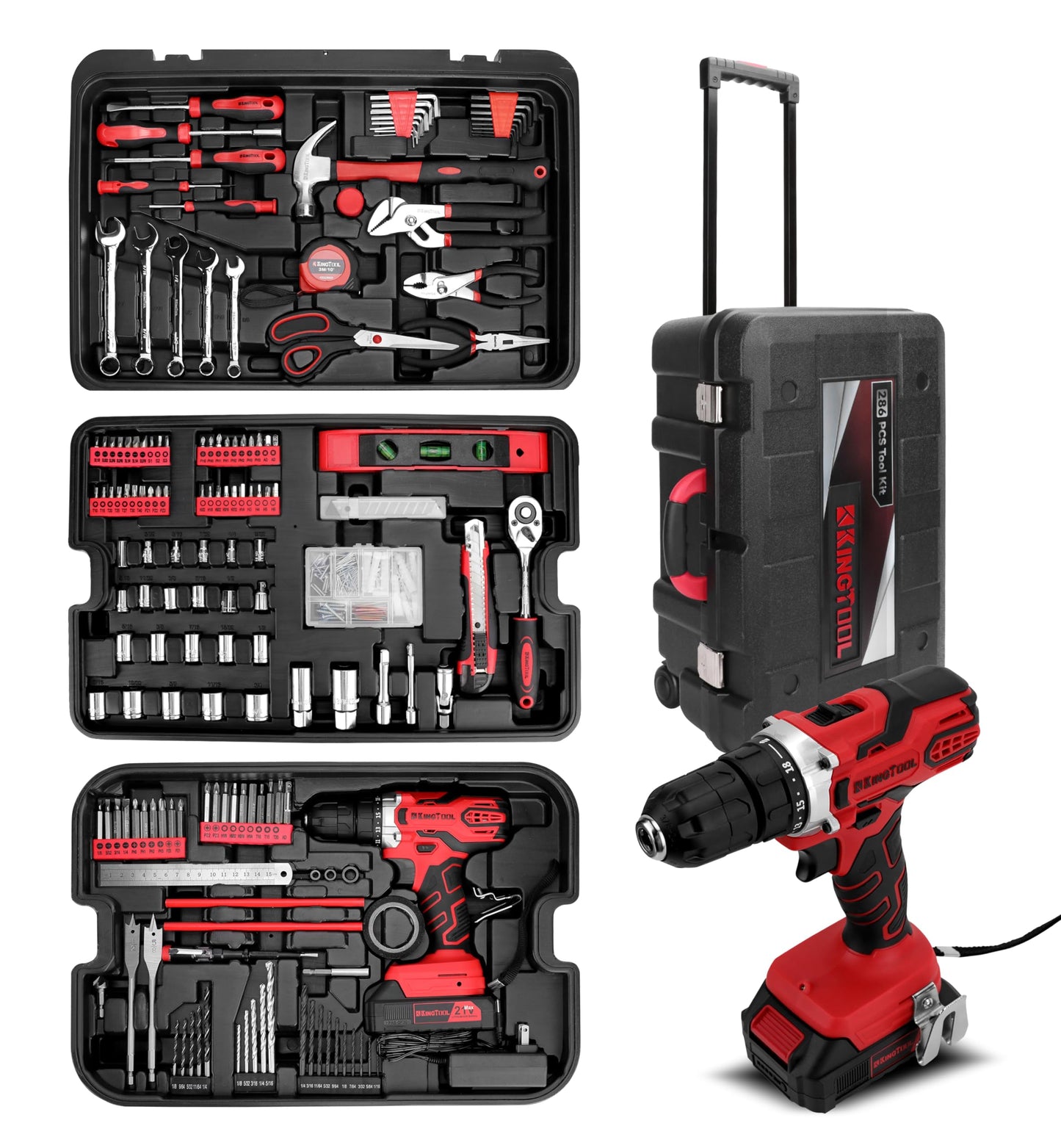 KingTool 325 Piece Home Repair Tool Kit, General Home/Auto Repair Tool Set, Toolbox Storage Case with Drawer, General Household Tool Kit - Perfect for Homeowner, Diyer, Handyman