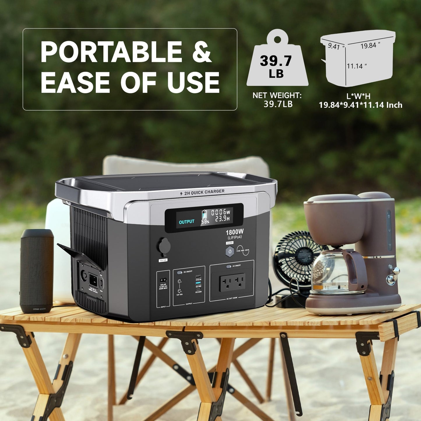 Solar Generator 1800W with 200W Solar Panel Included, 1536Wh Portable Power Station LiFePO4 (LFP) Battery, solar Powered Generator for RV Camping Outdoor Home Emergency Backup, 2 Hours Fast Charging