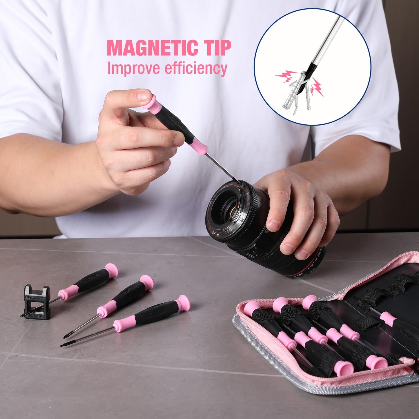 WORKPRO 10-Piece Magnetic Screwdriver Set with Pouch, Phillips, Slotted, Flat Head Screwdriver Include Magnetizer, Screwdriver with Non-Slip Grip, for Home Repair and DIY Projects