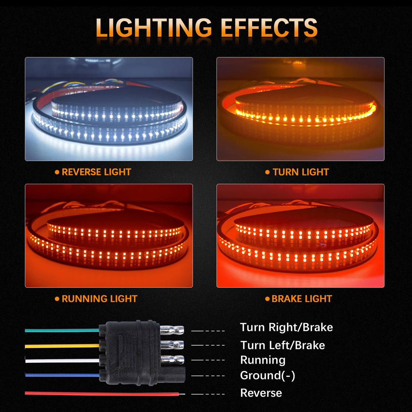 60 Inch LED Tailgate Light Bar with Reverse & Sequential Turn Signals for Truck