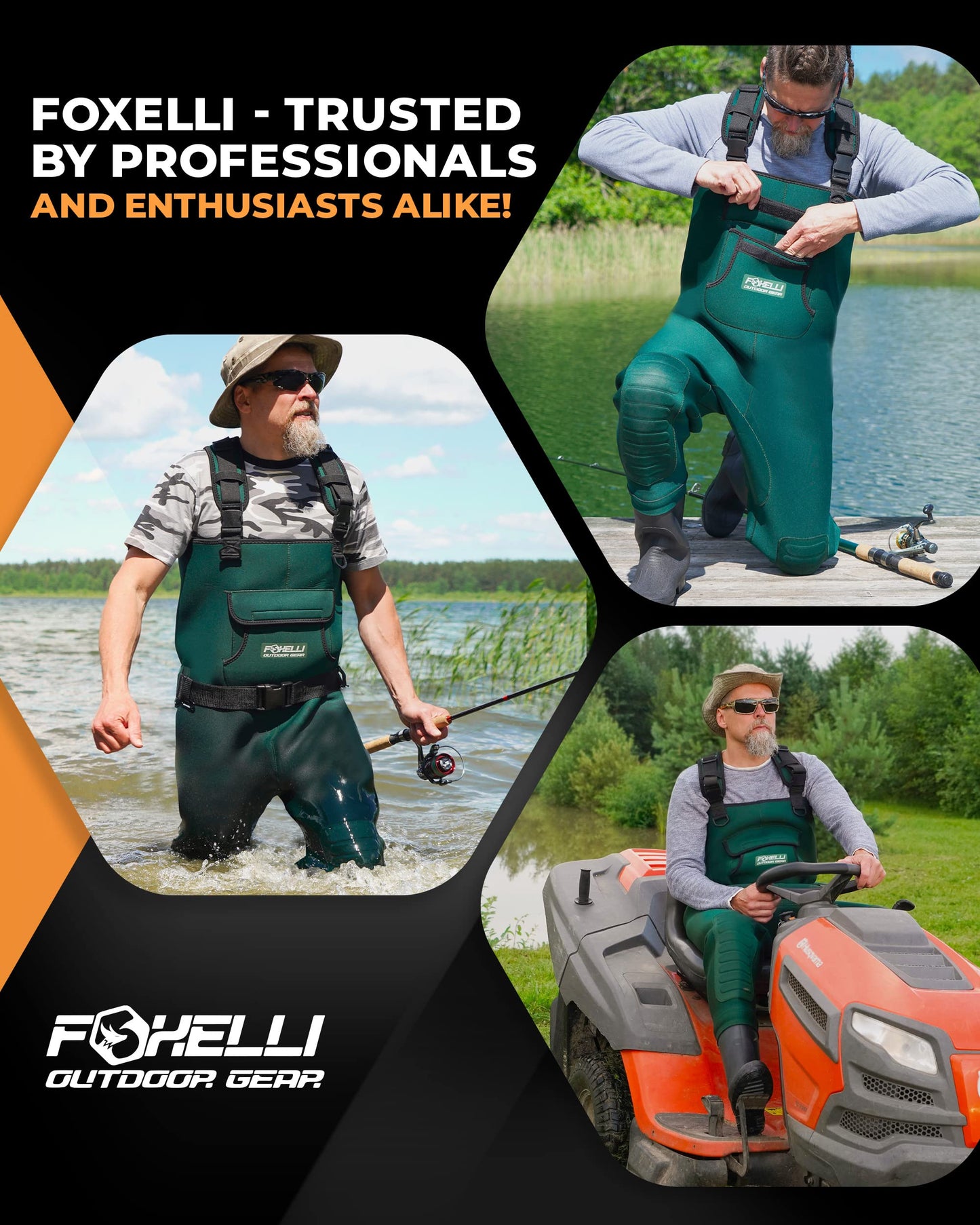Foxelli Chest Waders, Waterproof 4mm Neoprene Hunting & Fishing Waders for Men & Women with Boots