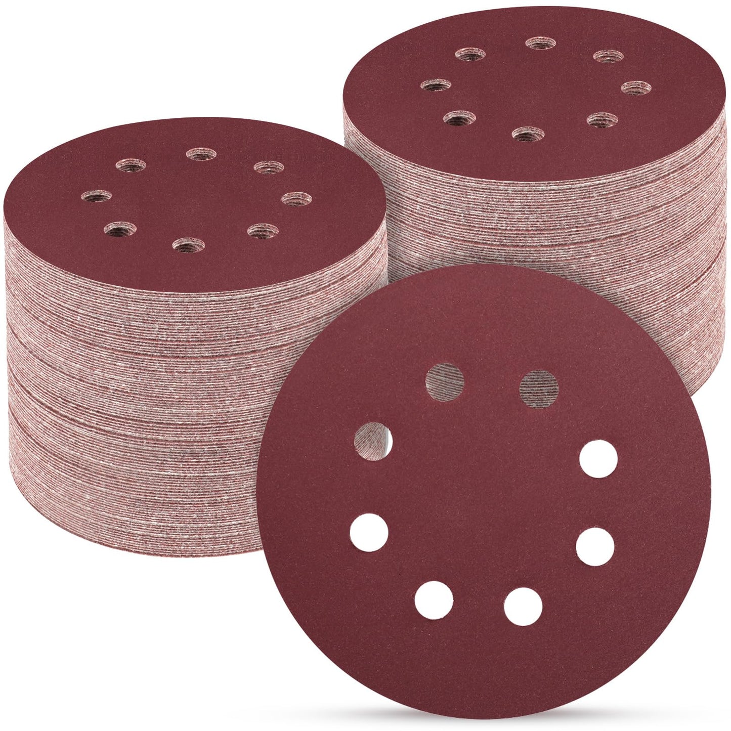 100 PCS 5 Inch Sanding Discs 120 Grit, Round Hook and Loop Sandpaper for Random Orbital Sander