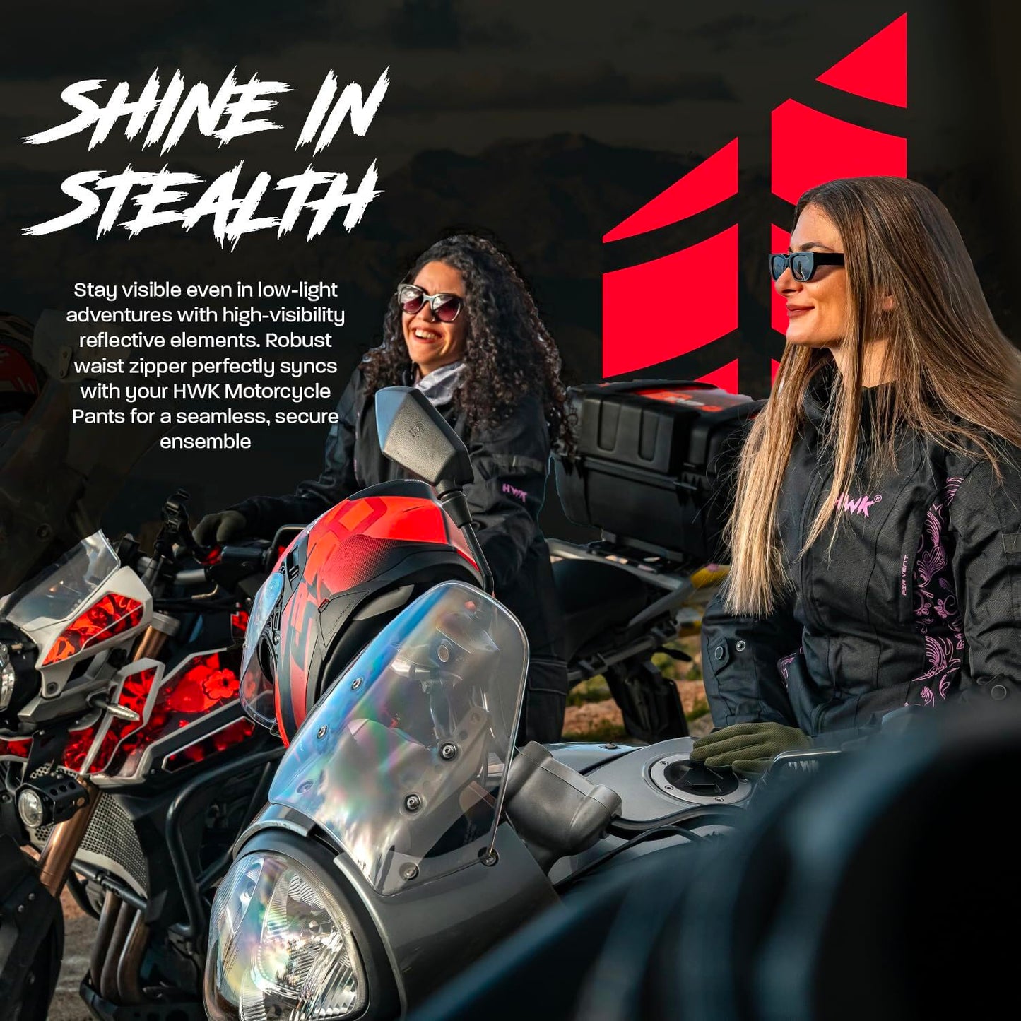 HWK Adventure/Touring Motorcycle Jacket for Women, Women's Motorcycle Jacket with CE Armor for Enduro Motorbike Riding