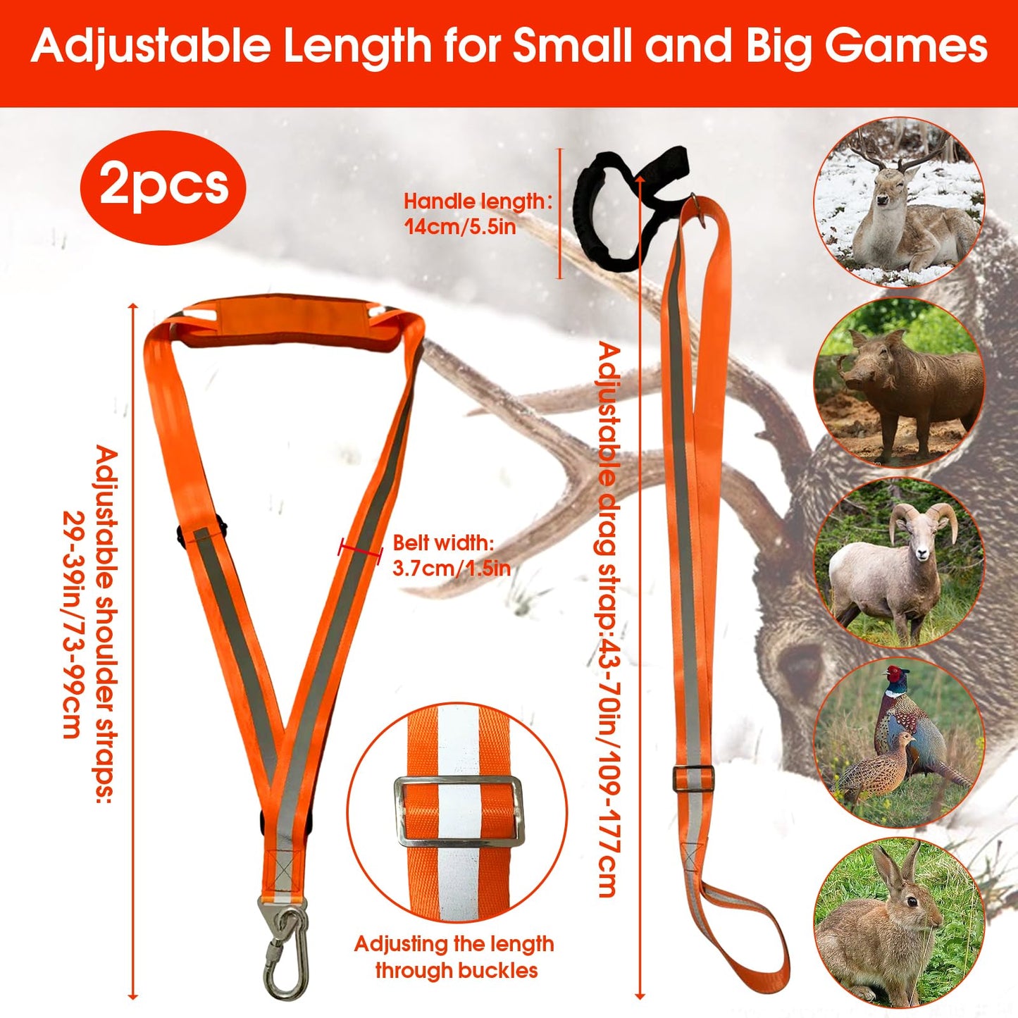 Deer Drag and Harness Heavy Duty Deer Drag Strap Durable Safety Deer Dragging Rope Deer Hunting Accessories for Deer Hunters