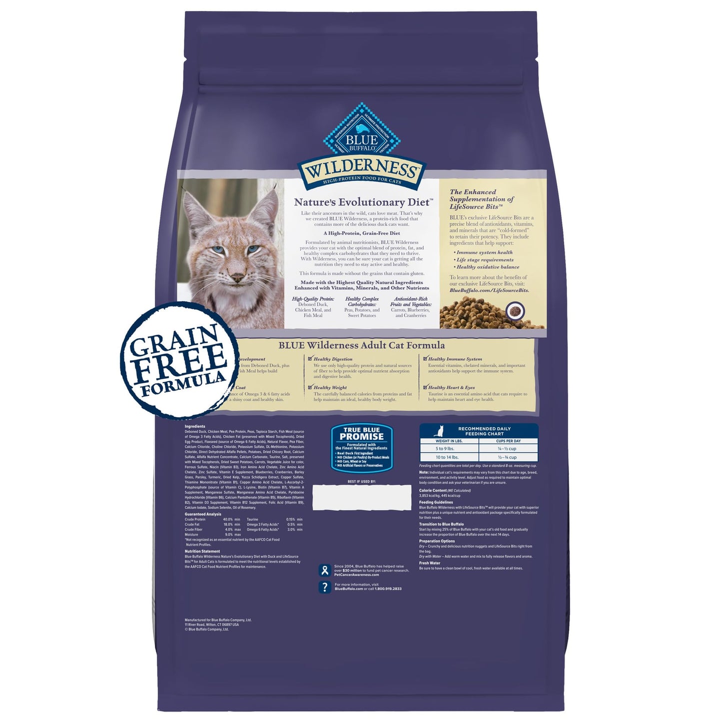 Blue Buffalo Wilderness Natural Adult Dry Cat Food, High-Protein and Grain-Free Diet, Supports Healthy Muscle Development and a Healthy Immune System, Chicken, 12-lb. Bag
