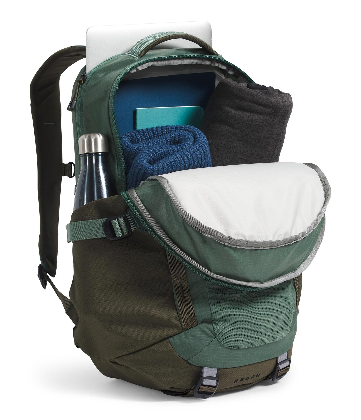 THE NORTH FACE Recon Everyday Laptop Backpack | Daypack with Water Repellent Finish, 16" Laptop Sleeve, 2 Water Bottle Pockets, TNF Black/TNF Black-NPF, One Size