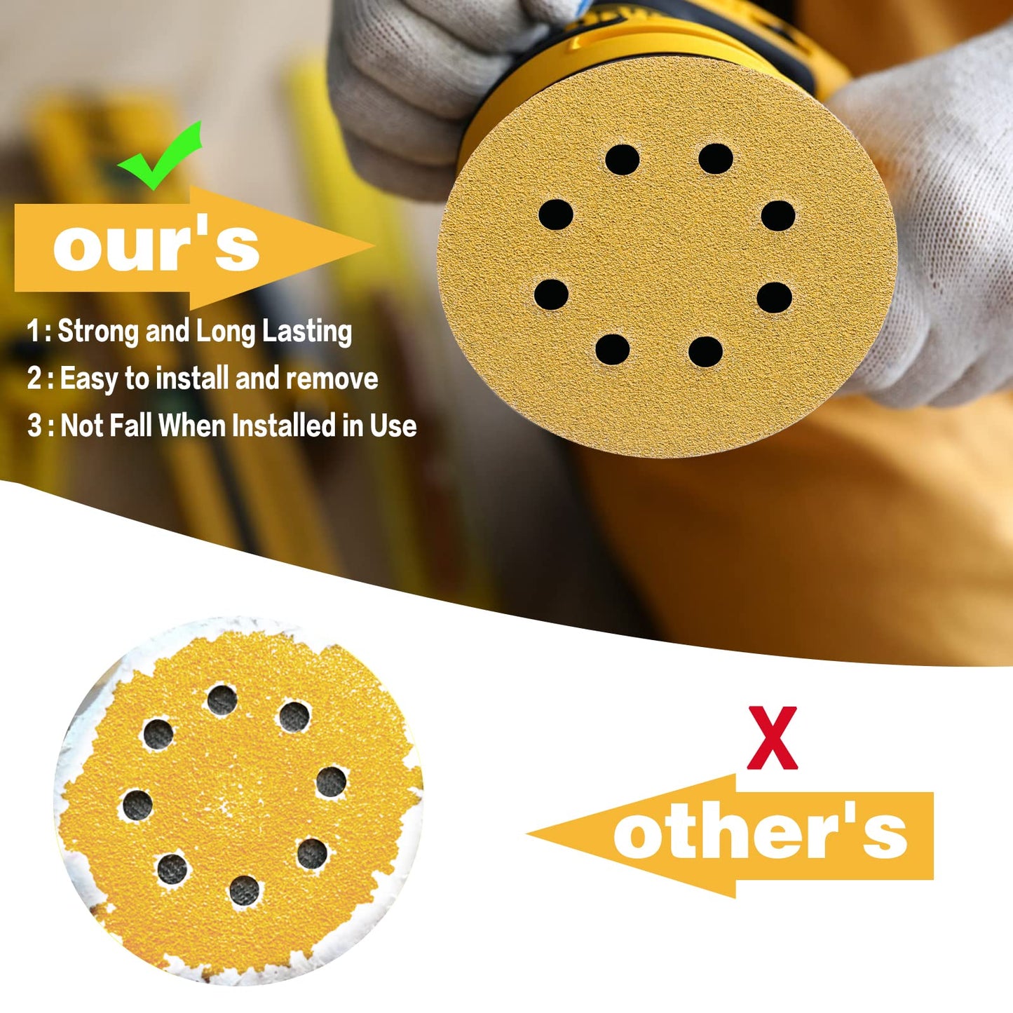 100 PCS 5 Inch Sanding Discs 120 Grit, Round Hook and Loop Sandpaper for Random Orbital Sander
