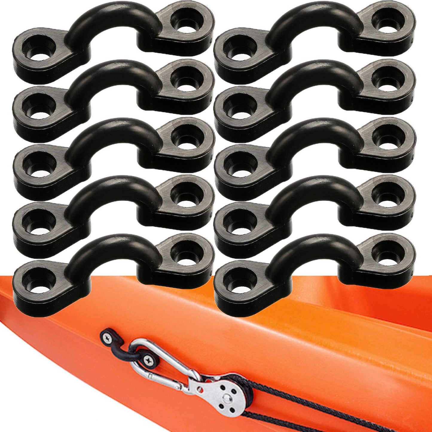 Kayak Pad Eye Kit, 10PCS Nylon Bungee Deck Loops Tie Down Pad Eye with 20 Screws for Boat Kayak Deck Rigging Kit