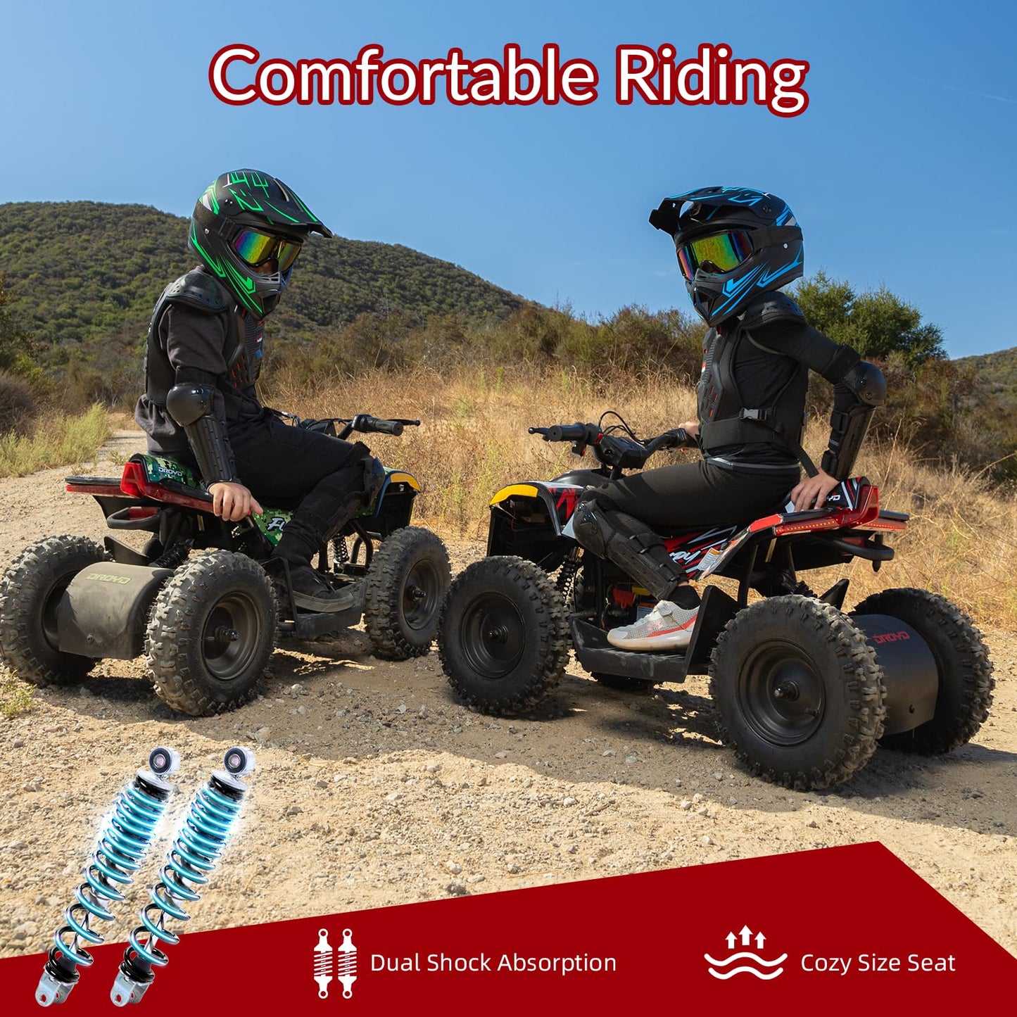 Droyd Electric ATV Vehicle Fury, 36V Kids Quad Bike with 500W Brushless Powerful Motor, 8-10 Miles Long Range Electric 4 Wheeler with Throttle Controlled Dual Suspension for Boys Girls Ages 6+