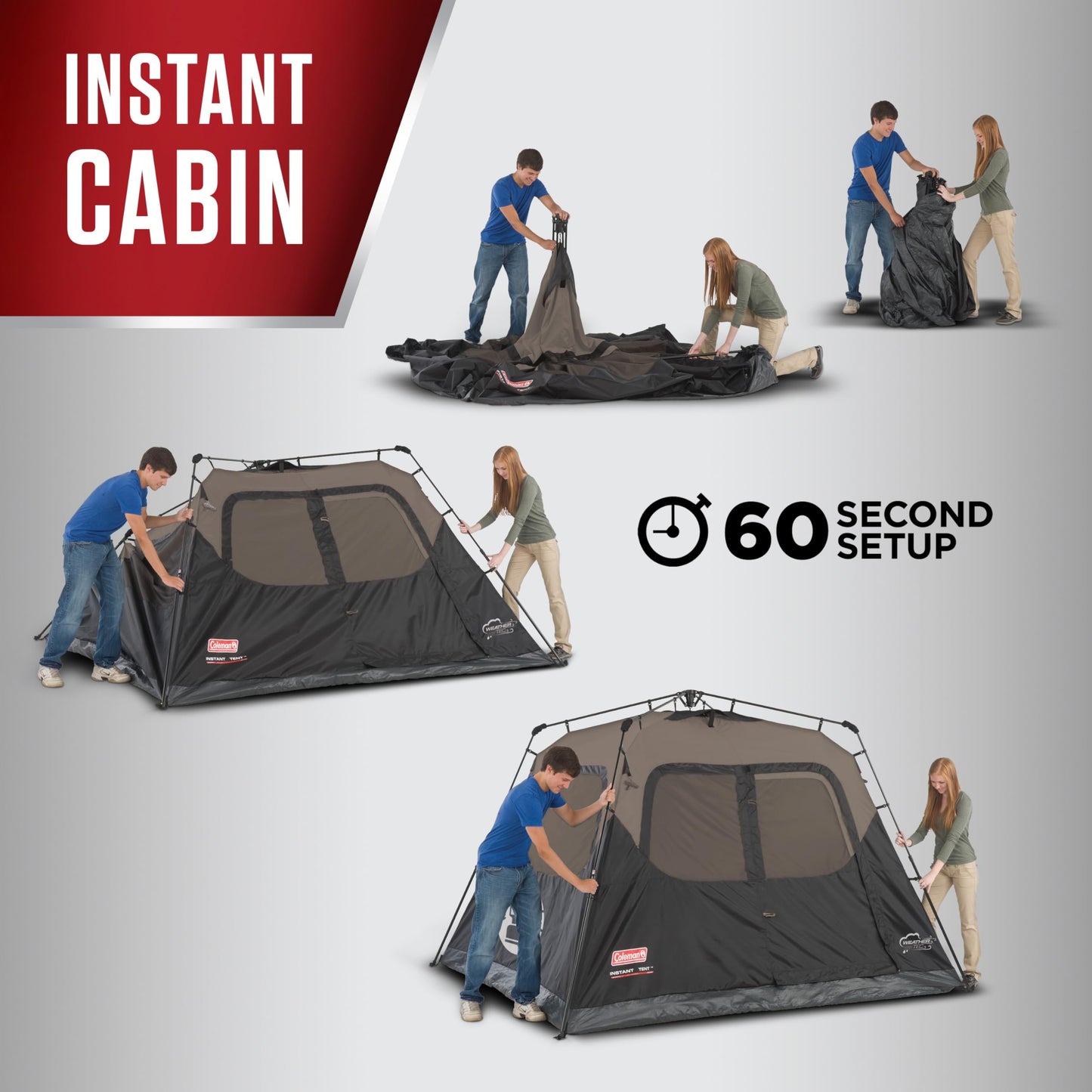 Coleman Instant Tent with 1-Minute Setup, 10-Person Tent with Pre-Attached Poles, Air Vent, & Carry Bag