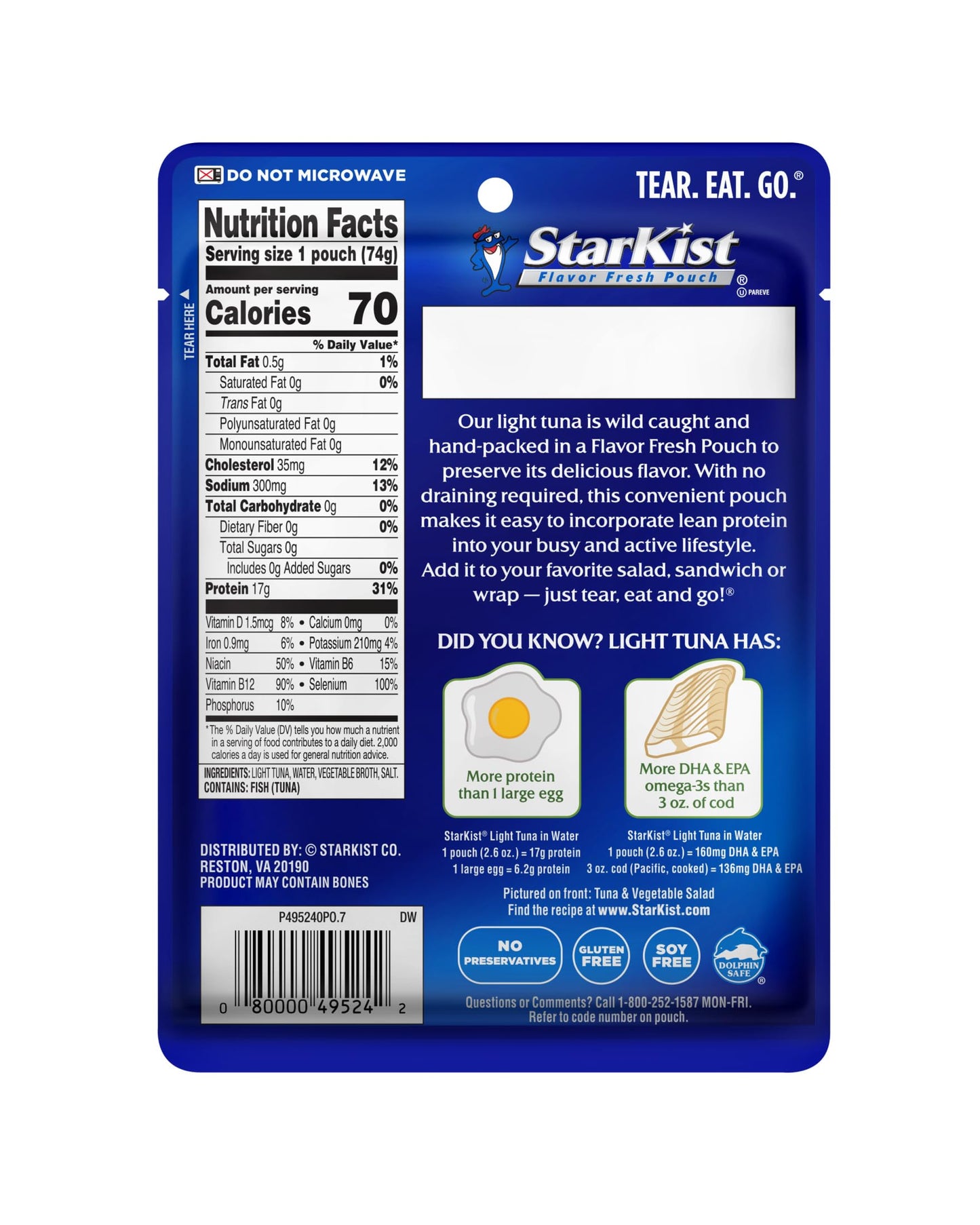 StarKist Chunk Light Tuna in Water, 2.6 Oz, Pack of 24