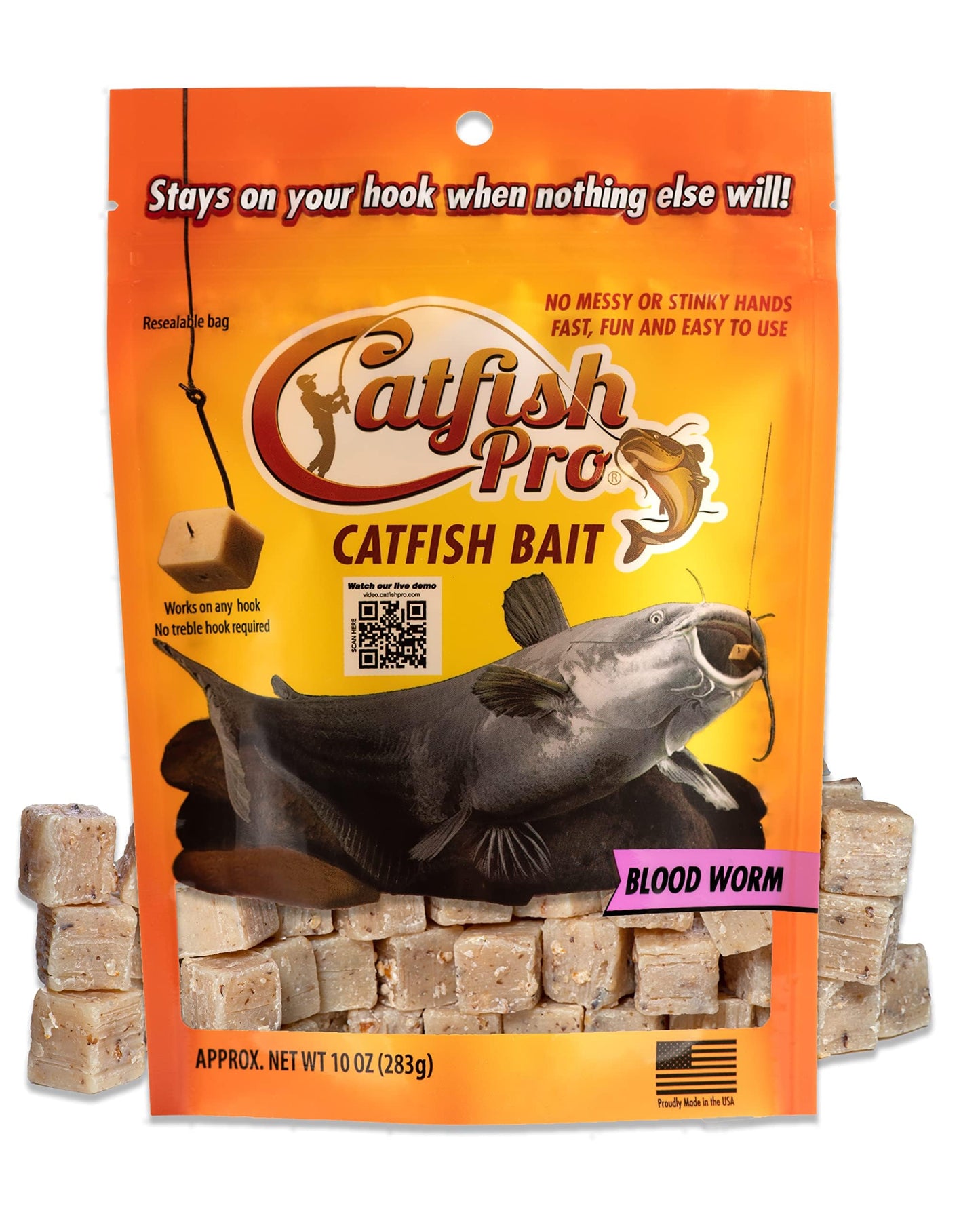 Catfish Pro Catfish Bait - 10oz Bag with 80pcs | Irresistible Scent for Catfish | Mess-Free, Stays On Your Hook When Nothing Else Will | Great for Rod, Reel, Trotline, Jugs & Yoyos Fishing