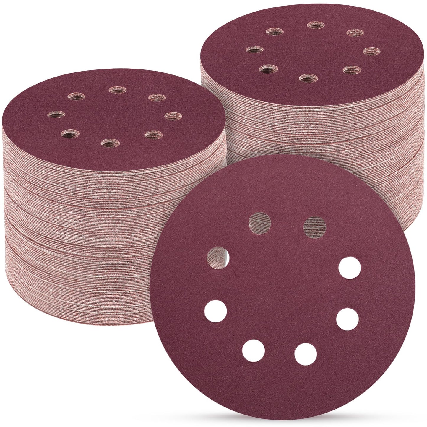 100 PCS 5 Inch Sanding Discs 120 Grit, Round Hook and Loop Sandpaper for Random Orbital Sander