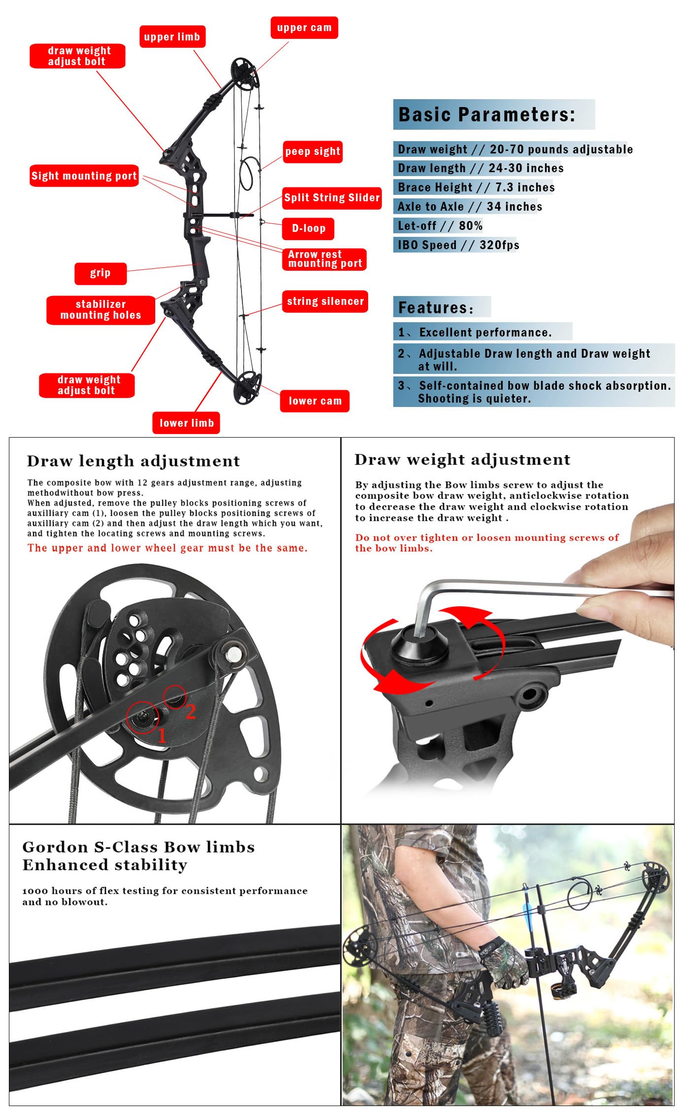 Archery Bowfishing Compound Bow Kit Ready to Fish Kit with Bowfishing Reel, Bow Fishing Arrows Right & Left Handed for Adult/Youth Fishing Hunting Target Shooting