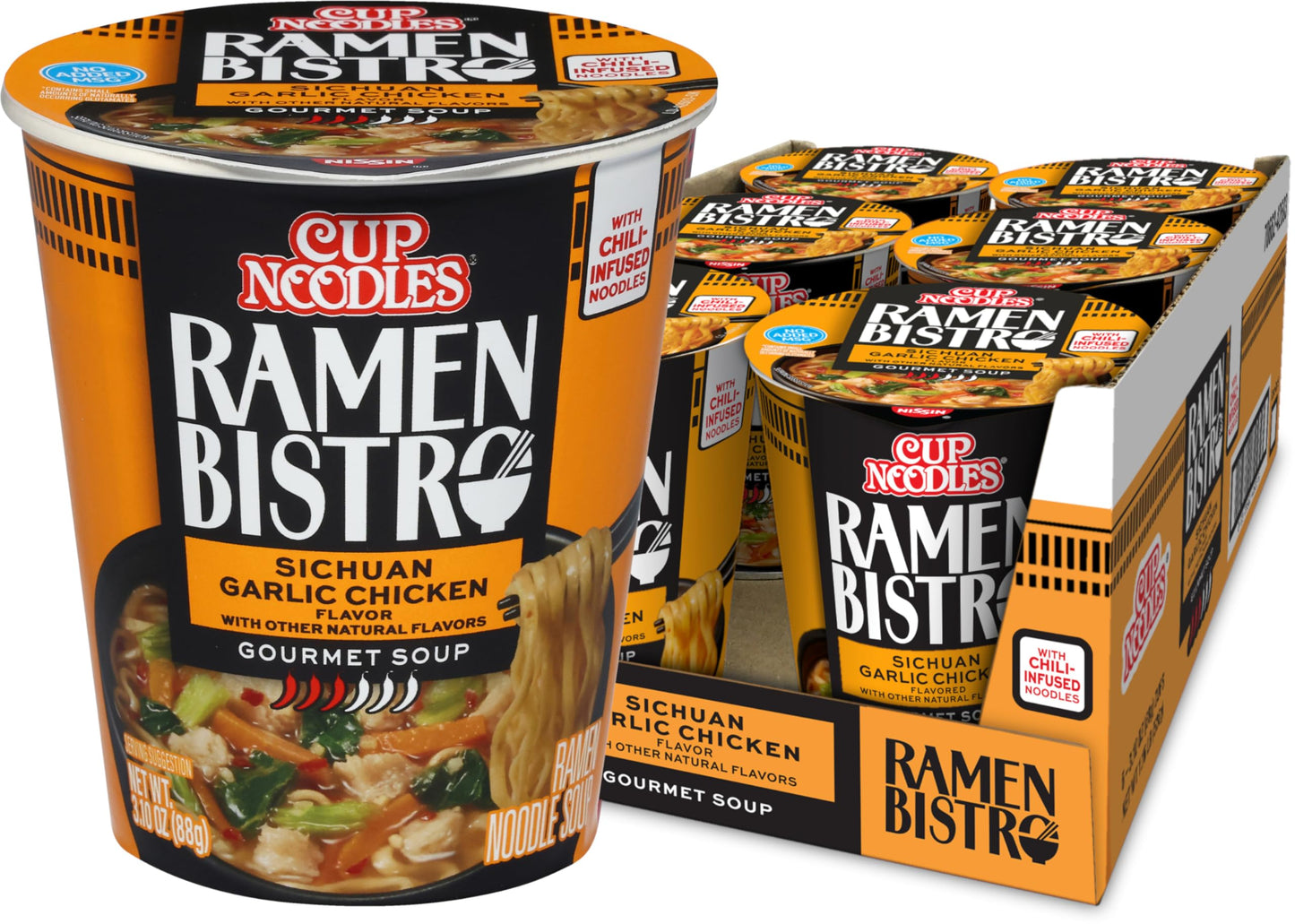 Nissin Cup Noodles Soup, Beef Flavor, Microwaveable Paper Cups, Instant Ramen, 2.25 Ounce (Pack of 12)