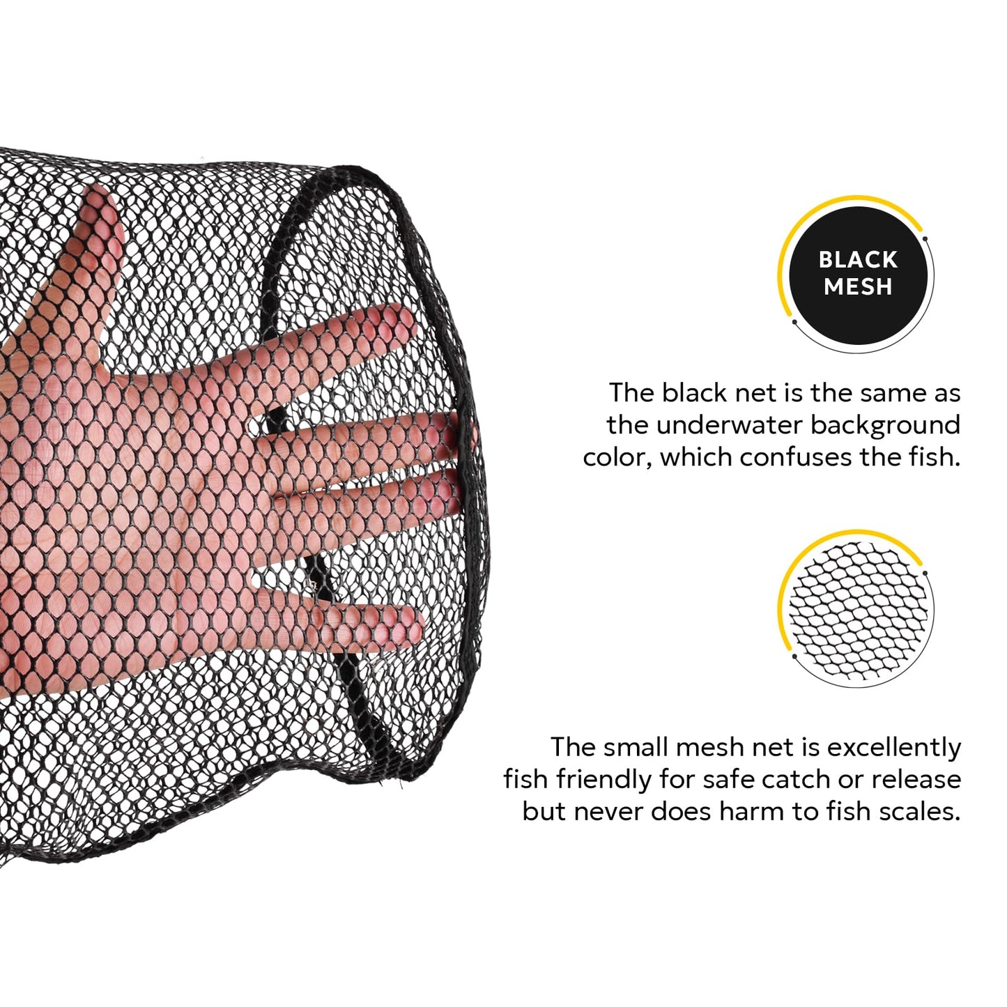SF Fly Fishing Landing Net Soft Rubber Mesh Trout Net Catch and Release Net